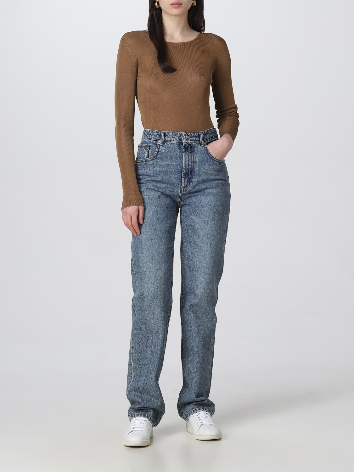 SAINT LAURENT MAGLIA: Top Saint Laurent in viscosa, Beige - Img 2