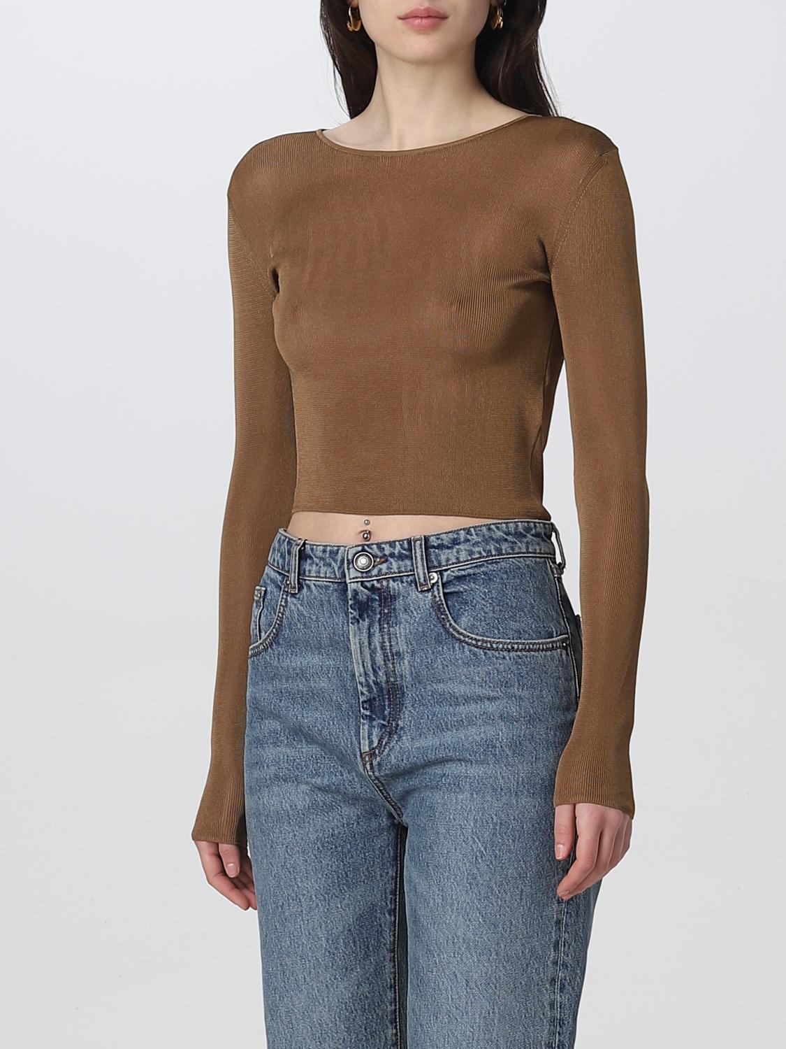 SAINT LAURENT MAGLIA: Top Saint Laurent in viscosa, Beige - Img 4