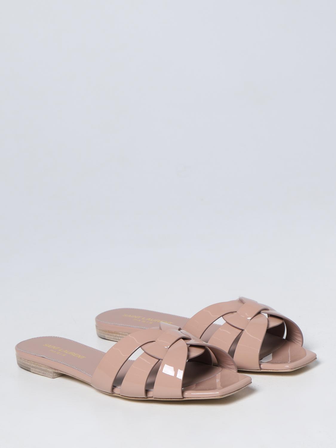 SAINT LAURENT HEELED SANDAL: Saint Laurent Tribute patent leather sandals, Nude - Img 2