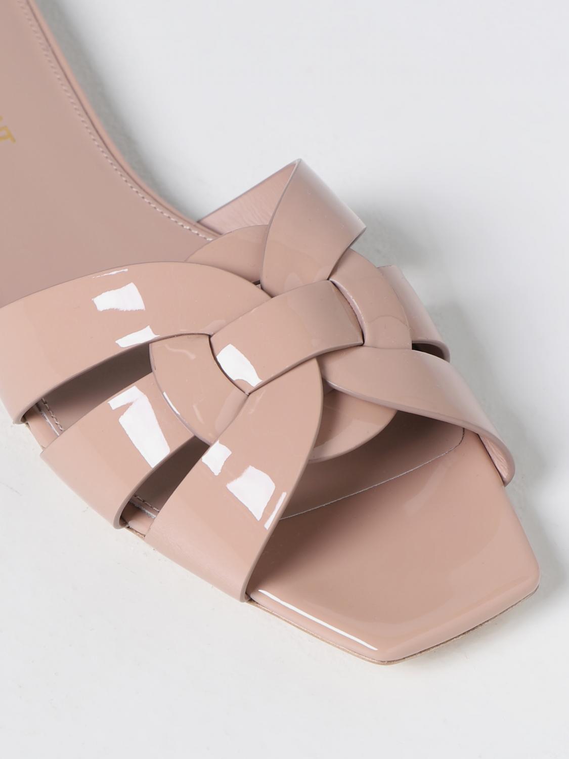 SAINT LAURENT HEELED SANDAL: Saint Laurent Tribute patent leather sandals, Nude - Img 4