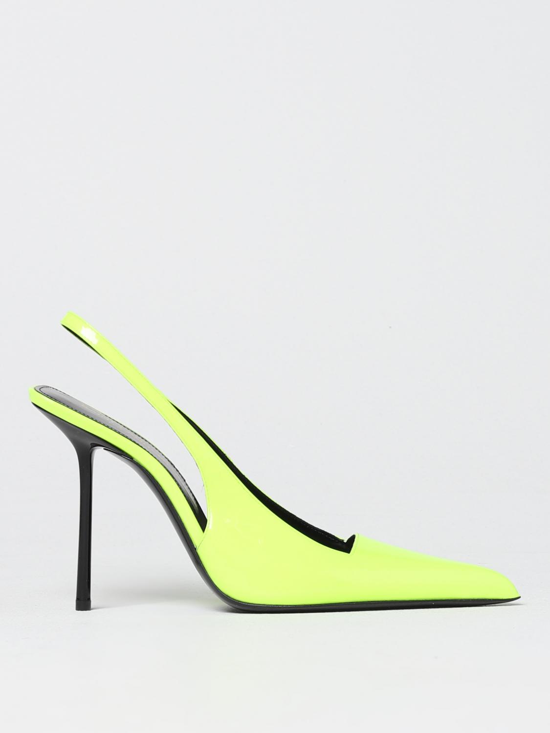 SAINT LAURENT SCARPE CON TACCO: Slingback Retro Kiss Saint Laurent in vernice, Giallo - Img 1