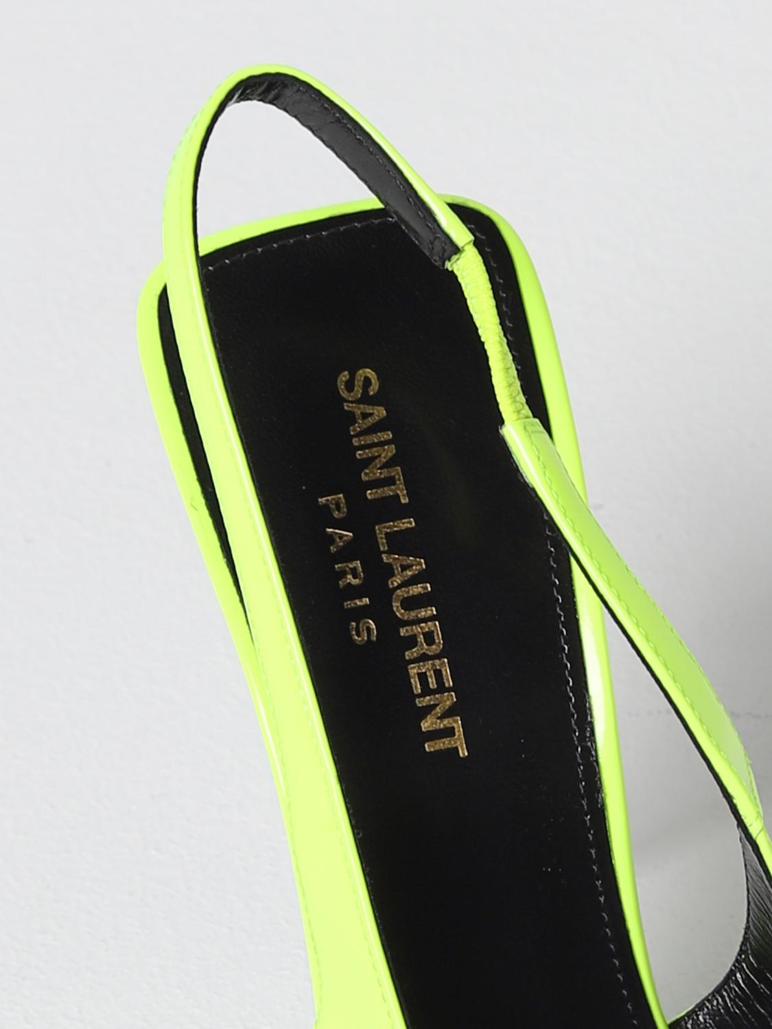 SAINT LAURENT SCARPE CON TACCO: Slingback Retro Kiss Saint Laurent in vernice, Giallo - Img 4