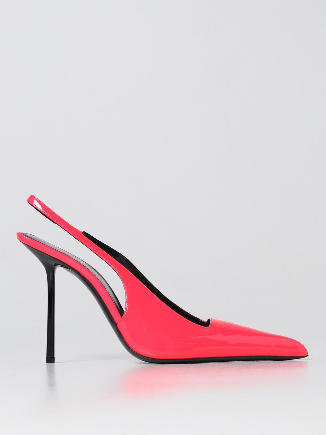 SAINT LAURENT SCARPE CON TACCO: Slingback Retro Kiss Saint Laurent in vernice, Corallo - Img 1