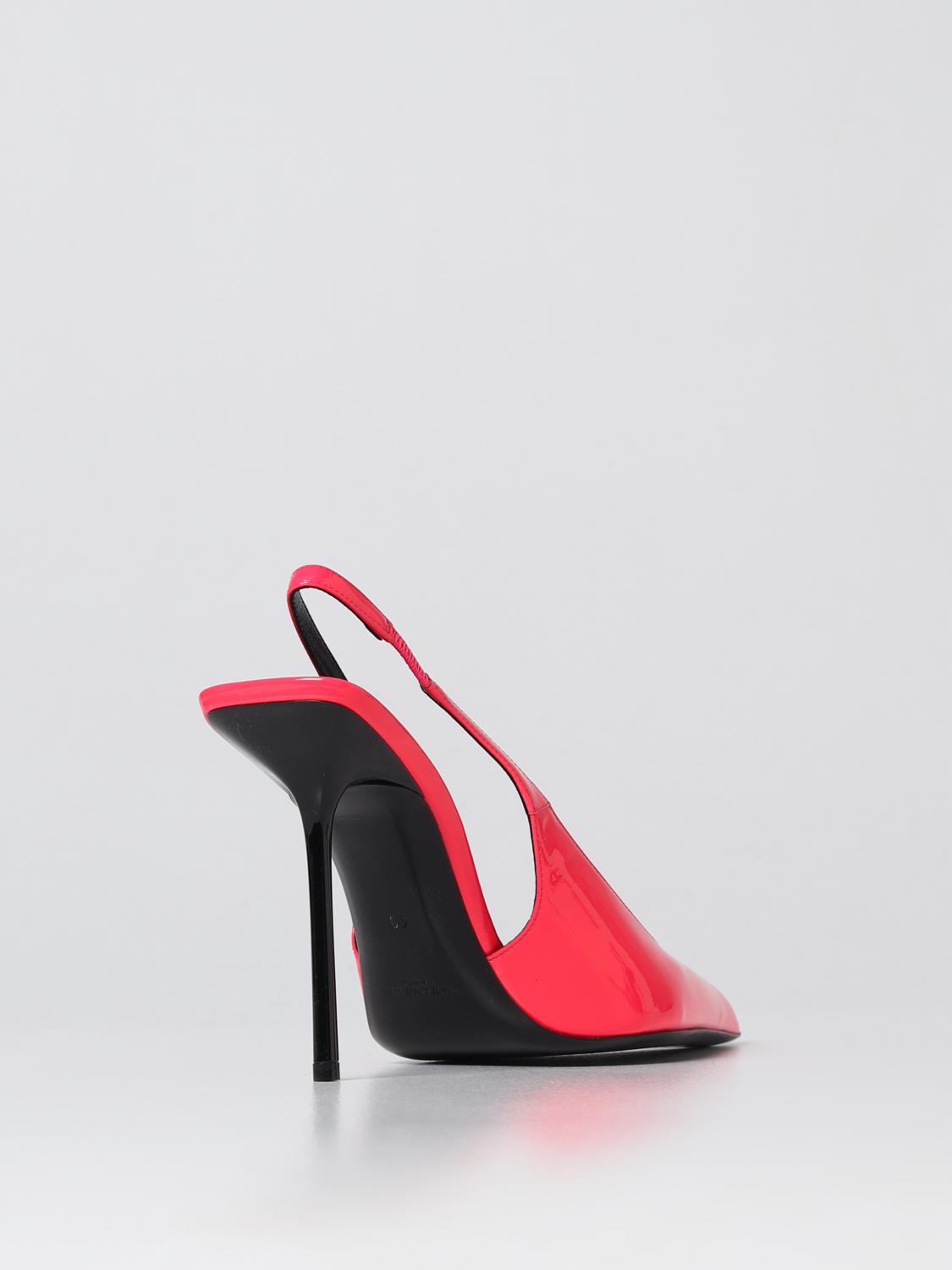 SAINT LAURENT SCARPE CON TACCO: Slingback Retro Kiss Saint Laurent in vernice, Corallo - Img 3