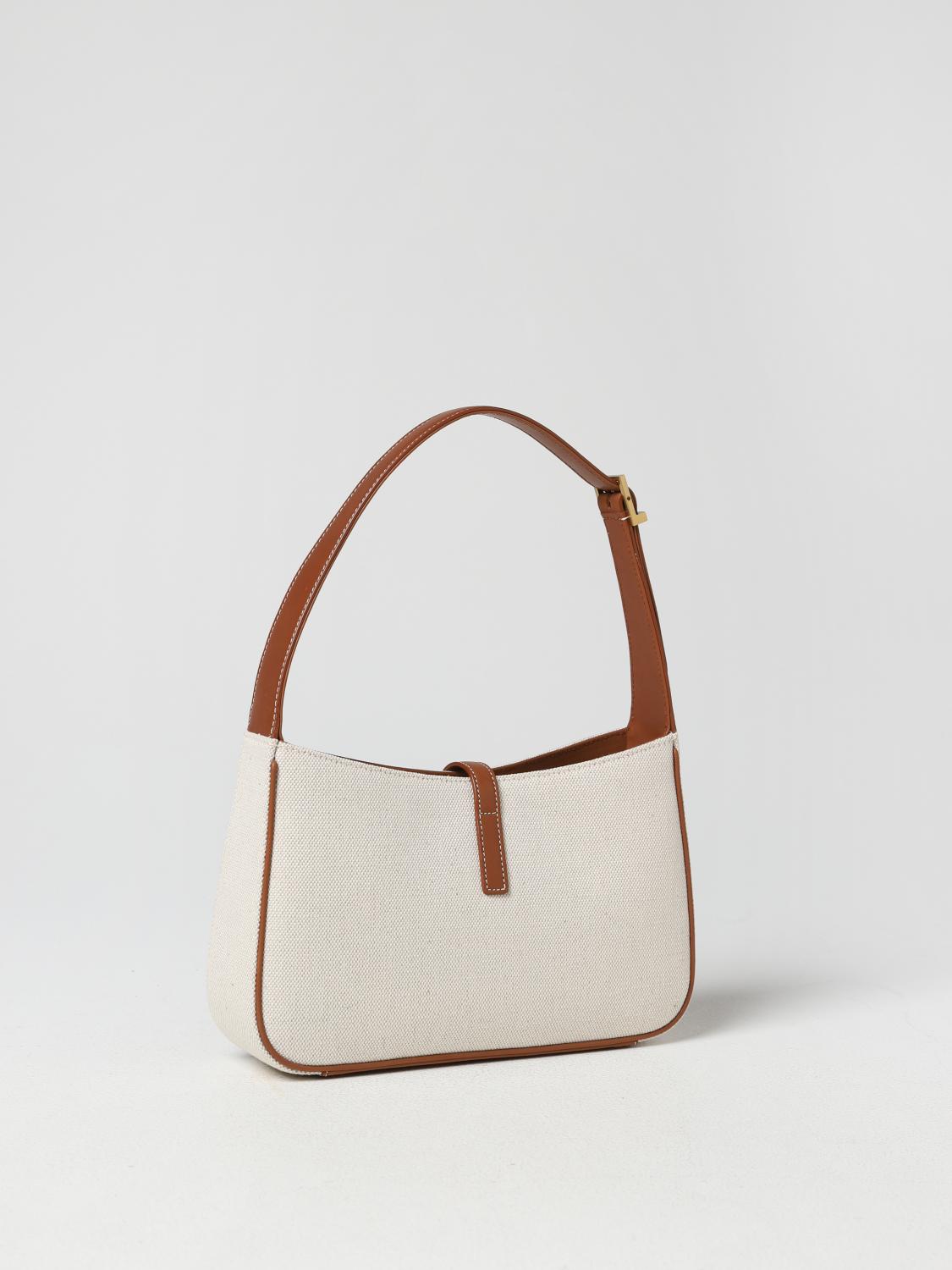 SAINT LAURENT BORSA A SPALLA: Borsa Le 5 À 7 Saint Laurent in canvas e pelle, Beige - Img 2