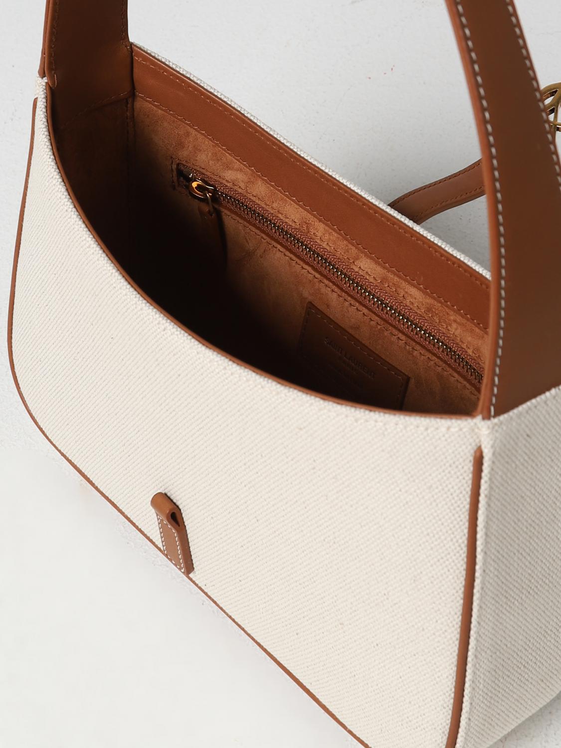 SAINT LAURENT BORSA A SPALLA: Borsa Le 5 À 7 Saint Laurent in canvas e pelle, Beige - Img 4