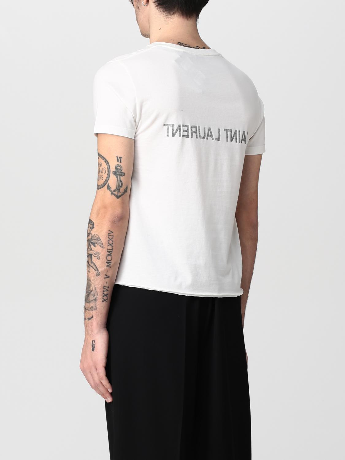 SAINT LAURENT T-SHIRT: Saint Laurent cotton t-shirt with reversed logo, White - Img 3