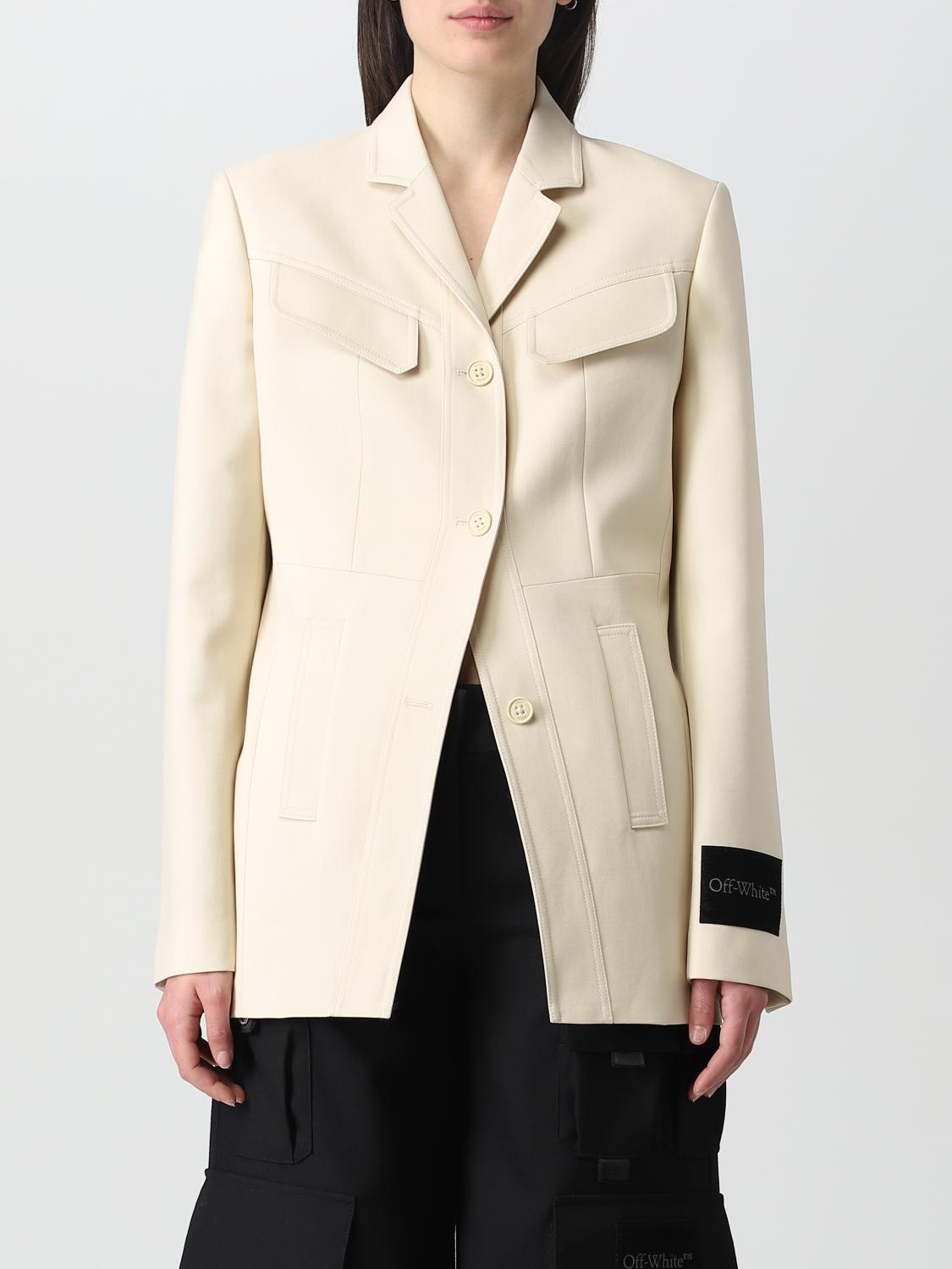 OFF-WHITE AMERICANA: Chaqueta mujer Off-white, Arena - Img 1
