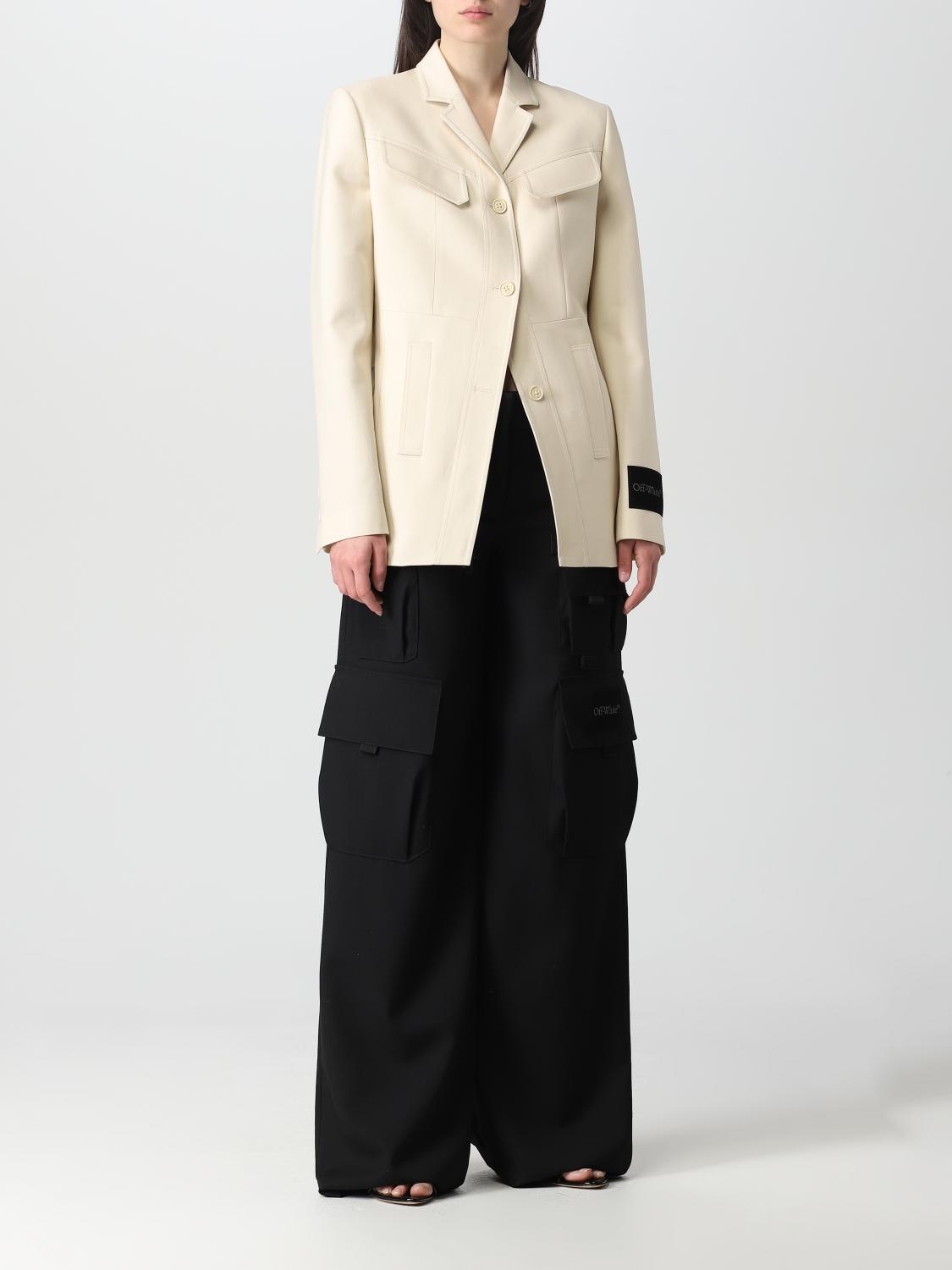 OFF-WHITE AMERICANA: Chaqueta mujer Off-white, Arena - Img 2
