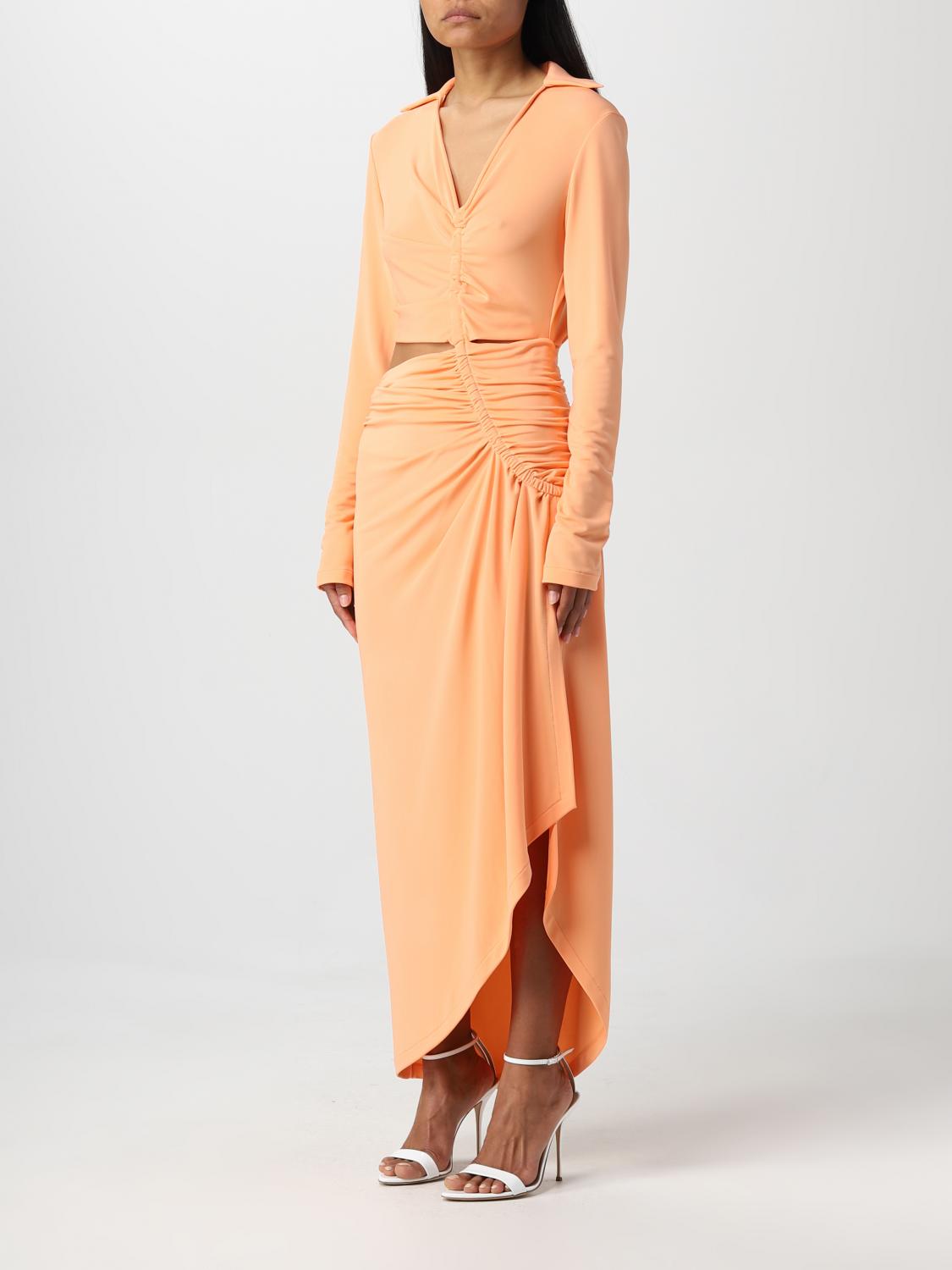 ワンピース Off-White Woman Dress Peach OWDB455S23FAB001 2100 Off-White Outlet: dress in stretch viscose - Peach | Off