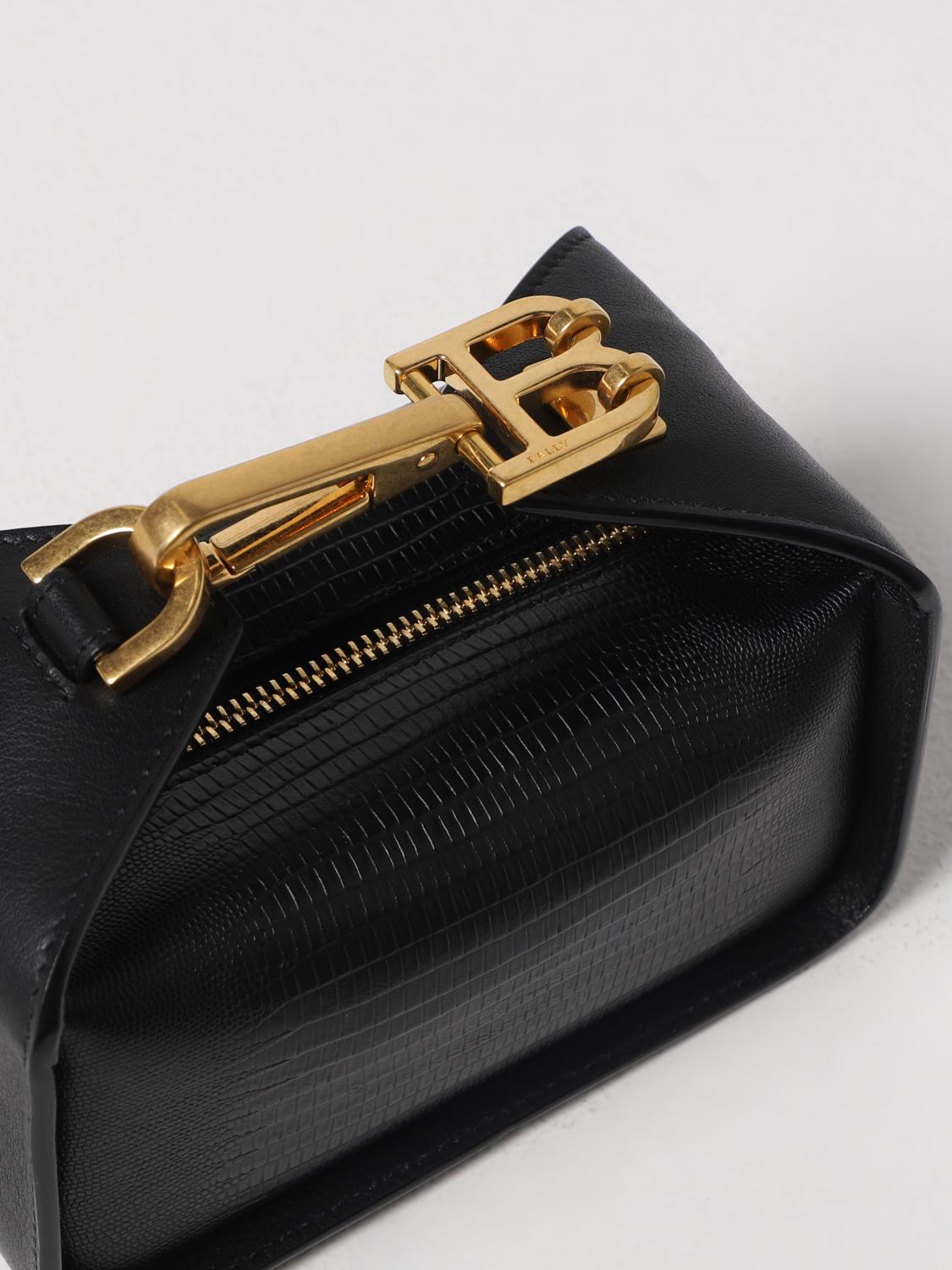 BALLY BORSA MINI: Borsa Hook Bally in pelle goffrata, Nero - Img 3