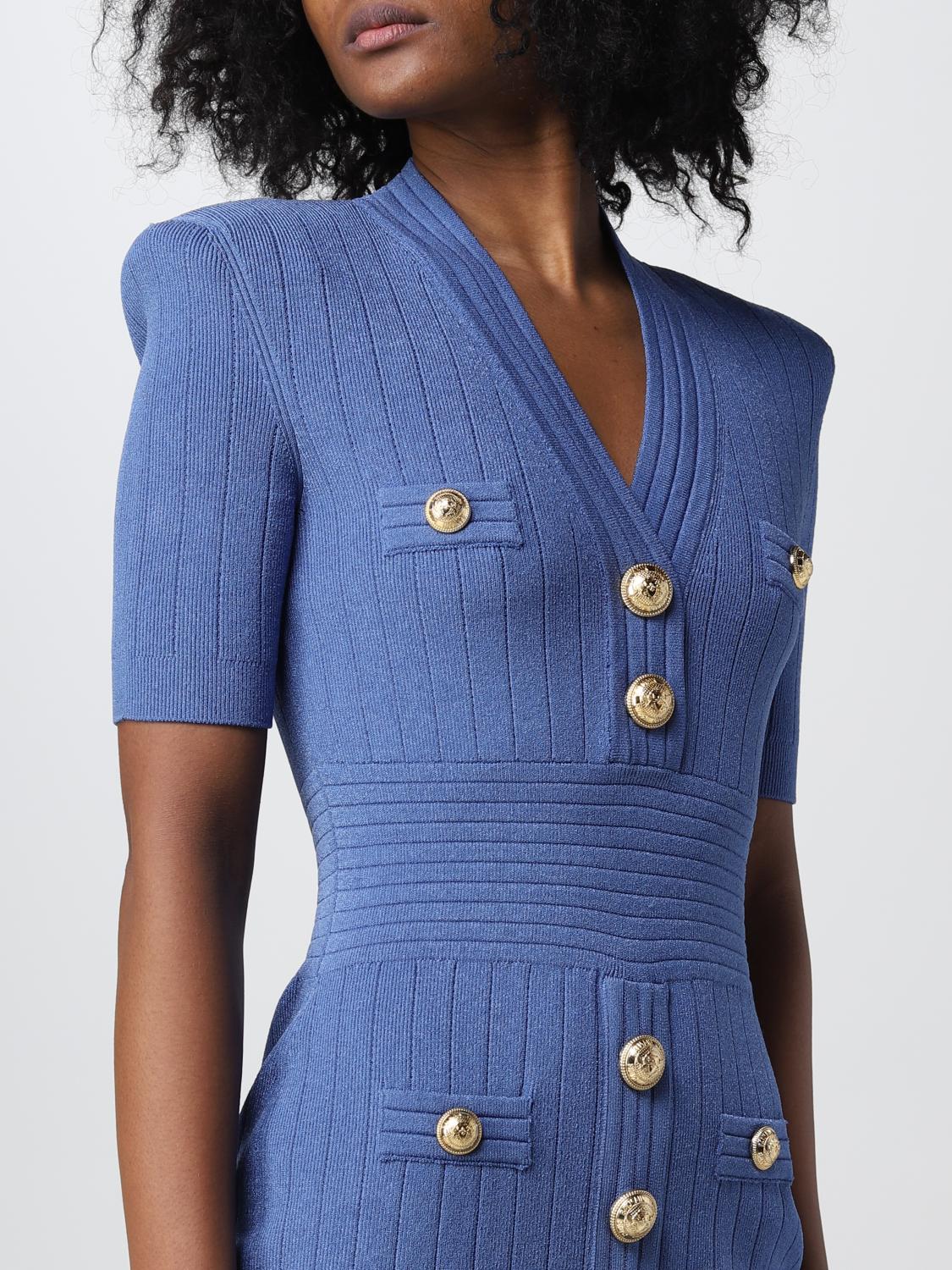 BALMAIN VESTIDO: Vestido mujer Balmain, Azul Claro - Img 4
