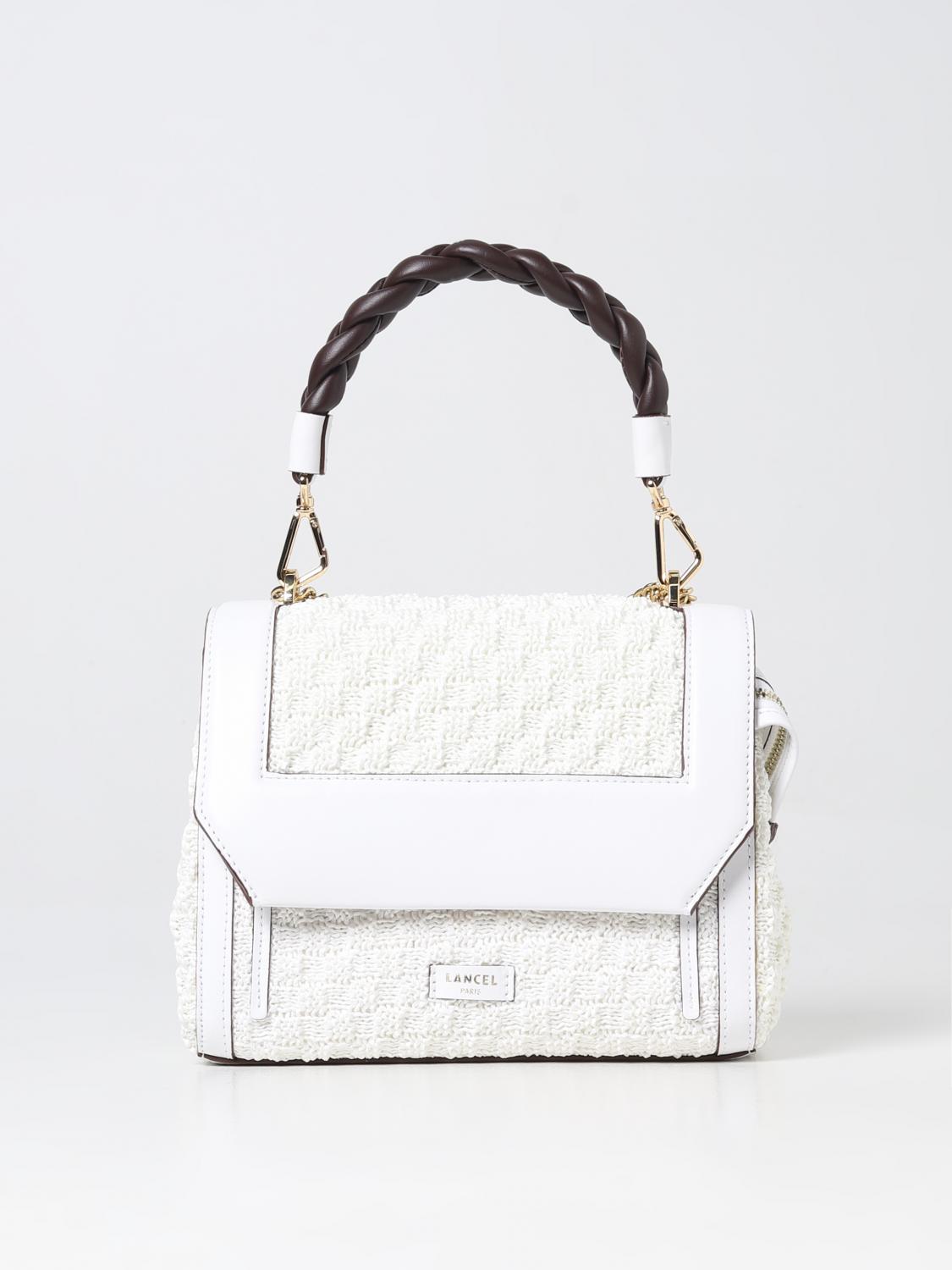 LANCEL BORSA A MANO: Borsa Ninon Lancel in carta tessile e pelle, Bianco - Img 1