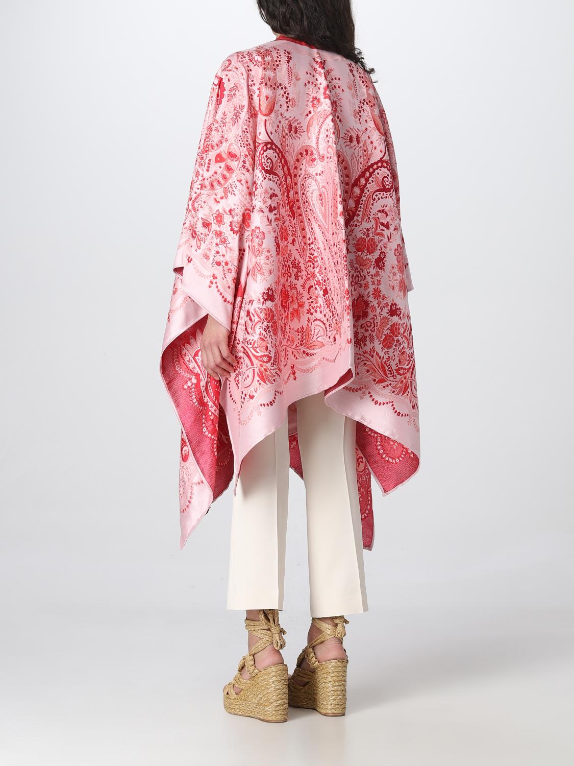 ETRO CAPE: Etro cape in jacquard silk blend, Red - Img 3