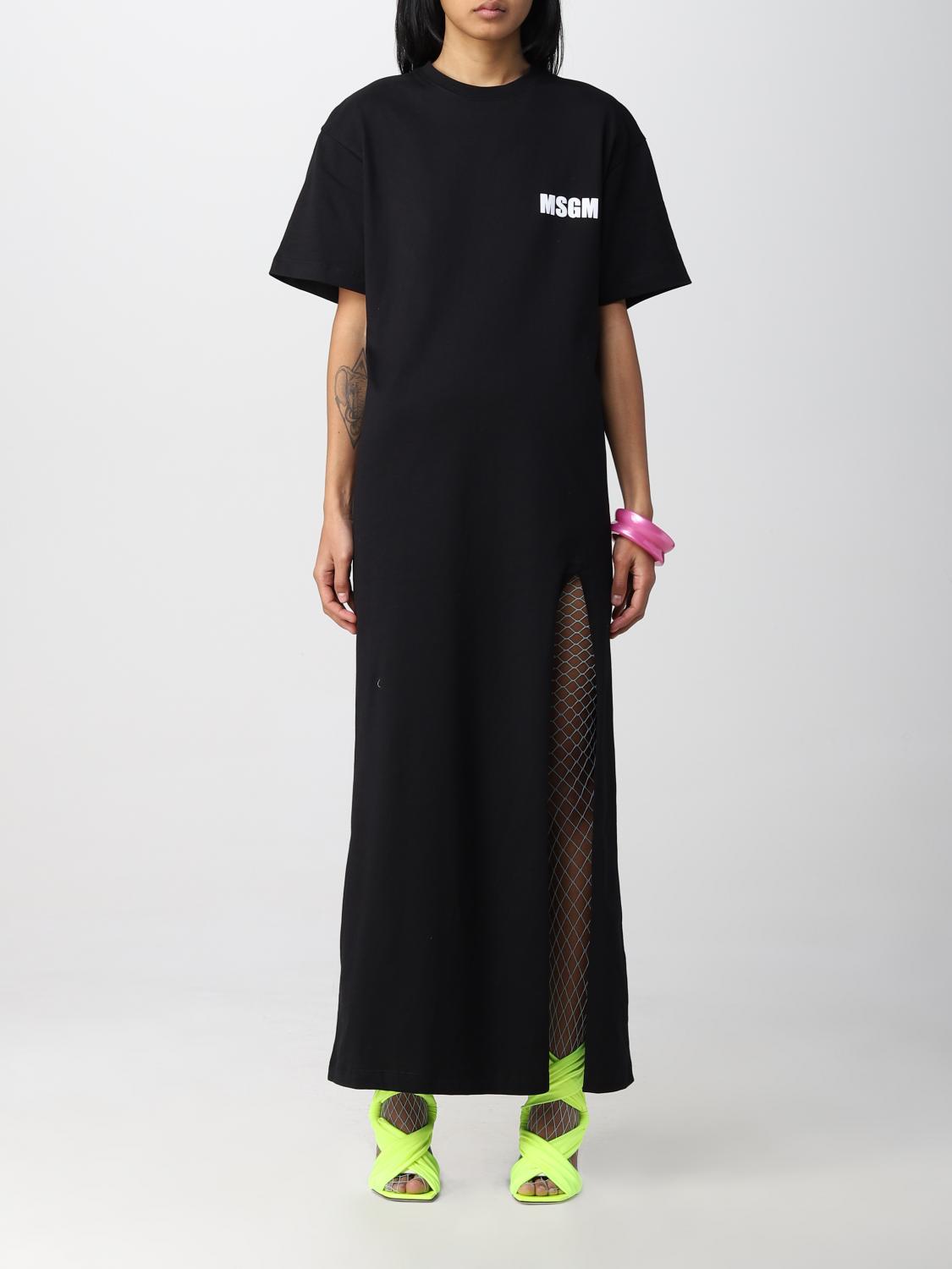 MSGM: dress in cotton - Black | MSGM dress MDA82237002
