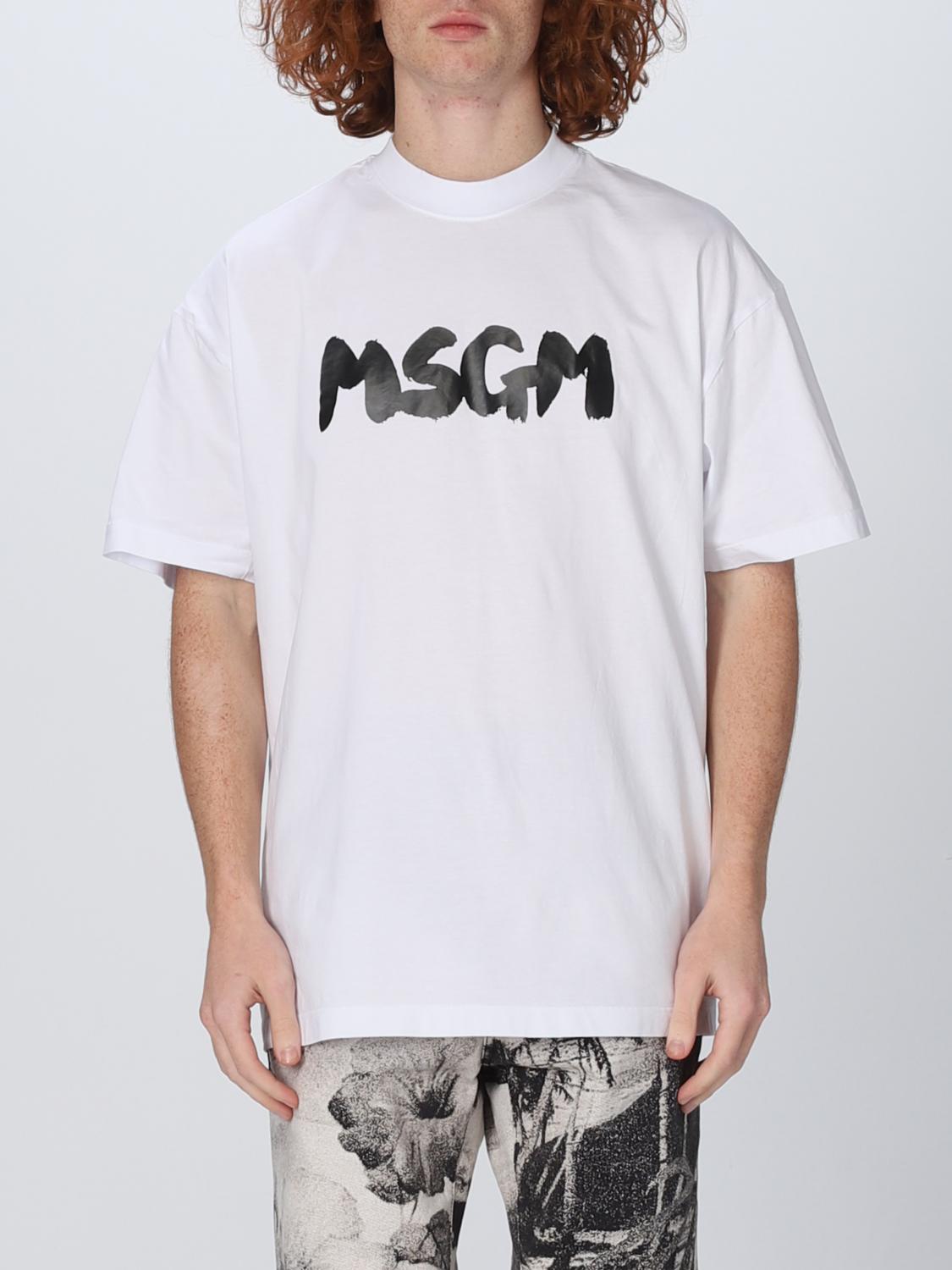 MSGM T-SHIRT: MSGM oversized T-shirt with logo print, White - Img 1