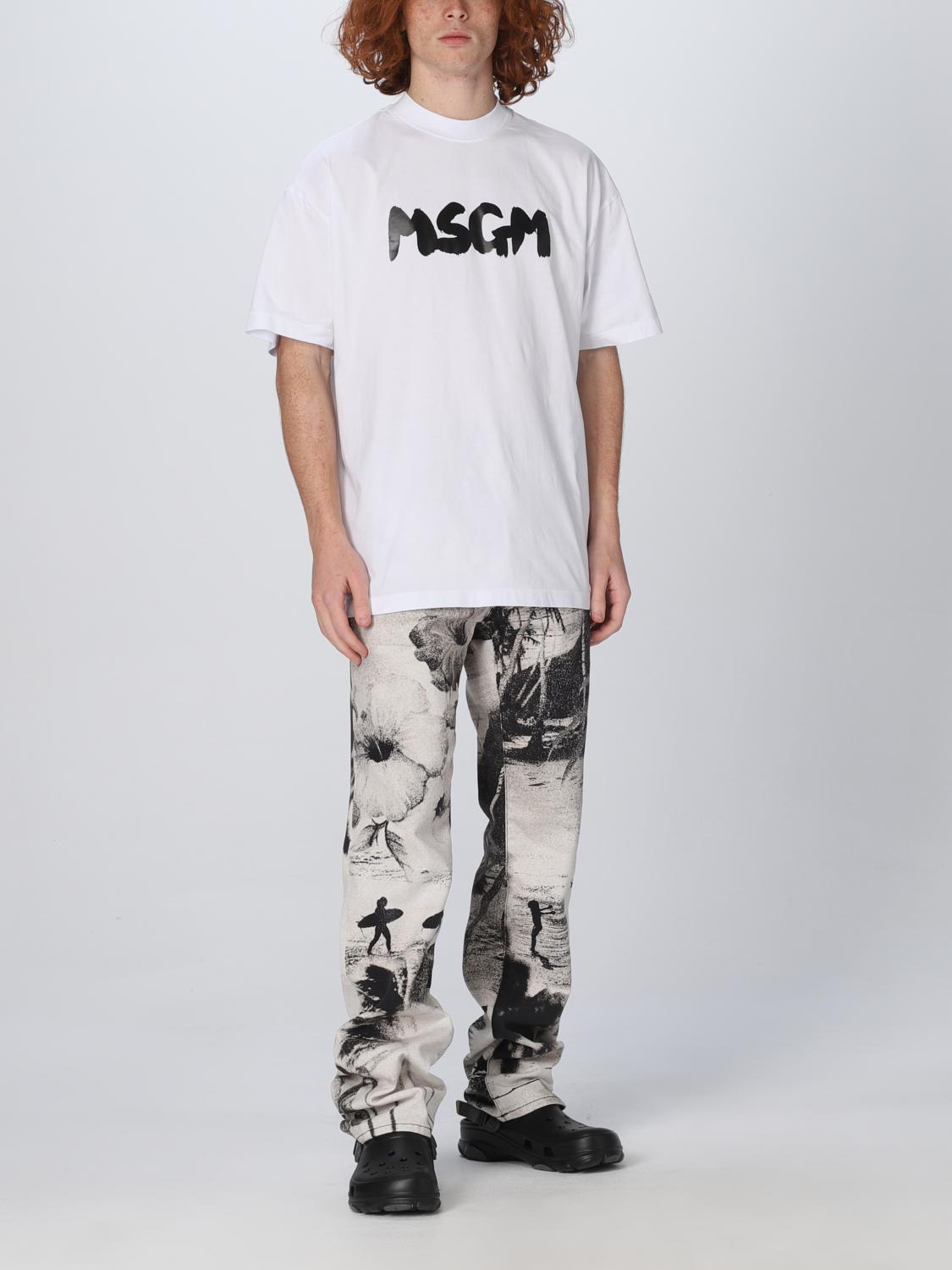 MSGM T-SHIRT: MSGM oversized T-shirt with logo print, White - Img 2