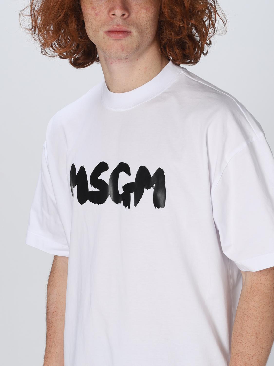 MSGM T-SHIRT: MSGM oversized T-shirt with logo print, White - Img 4