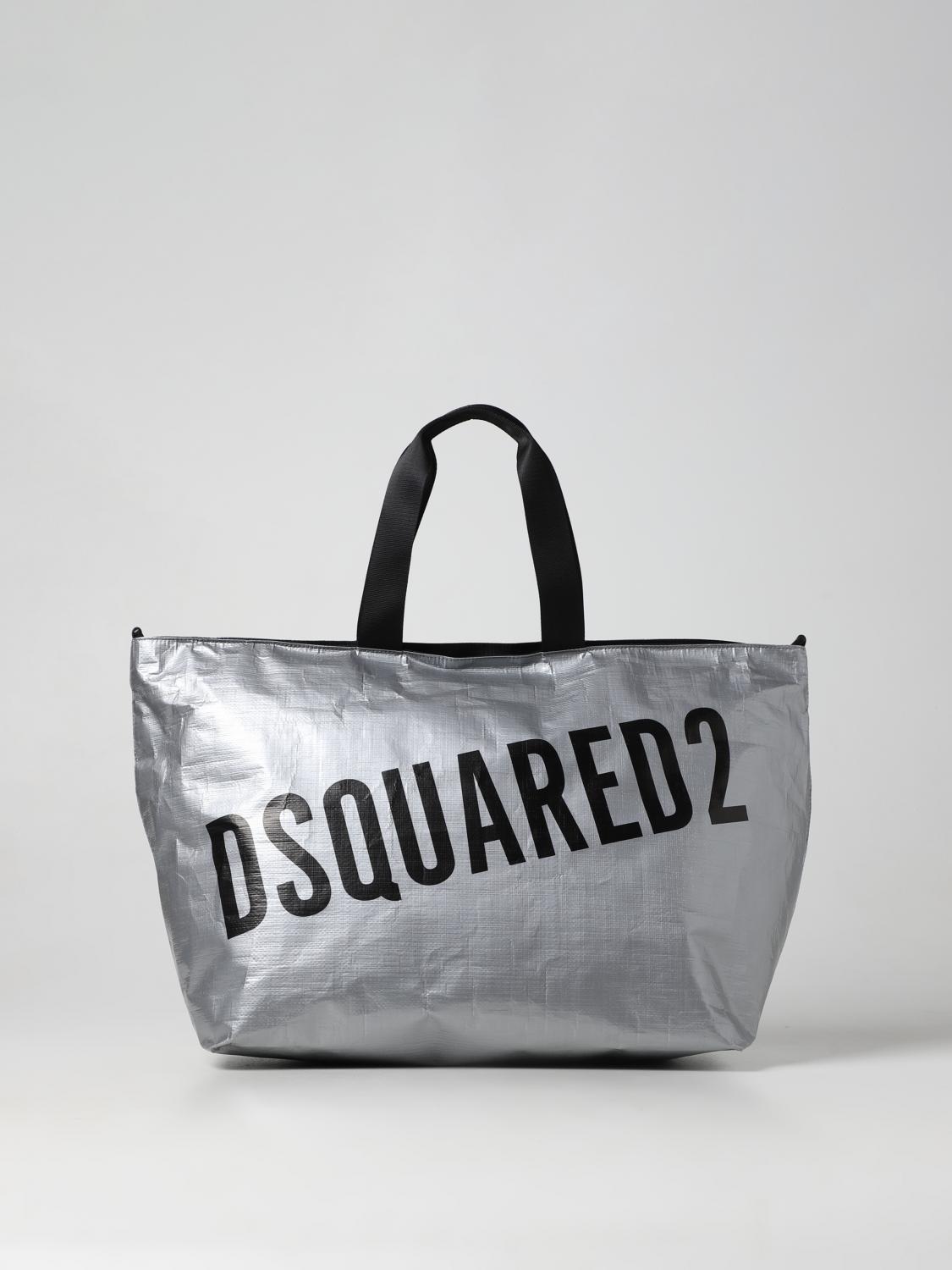 DSQUARED2 VALIGIA: Borsone Dsquared2 in tela catramata, Argento - Img 1