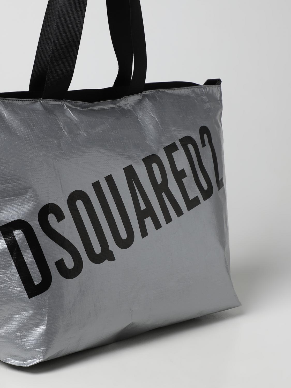 DSQUARED2 VALIGIA: Borsone Dsquared2 in tela catramata, Argento - Img 3