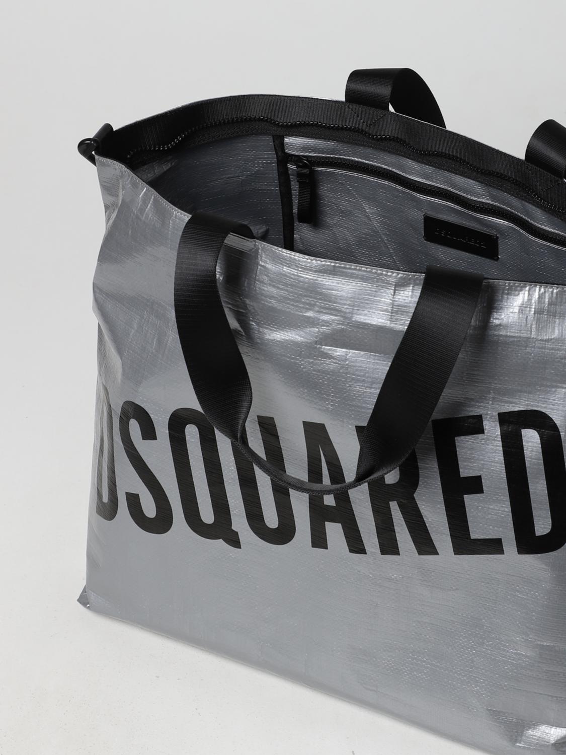 DSQUARED2 VALIGIA: Borsone Dsquared2 in tela catramata, Argento - Img 4