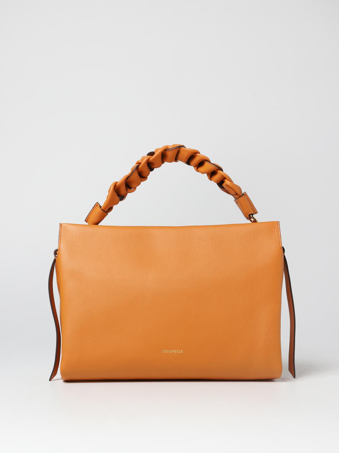 COCCINELLE BORSA A SPALLA: Borsa Bohème Coccinelle in pelle a grana, Arancione - Img 1