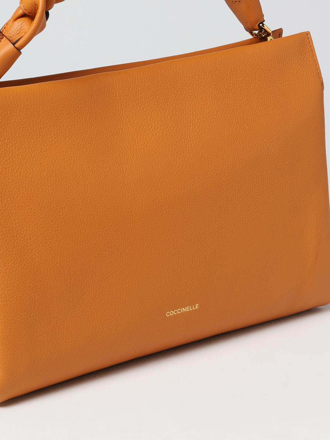 COCCINELLE BORSA A SPALLA: Borsa Bohème Coccinelle in pelle a grana, Arancione - Img 3