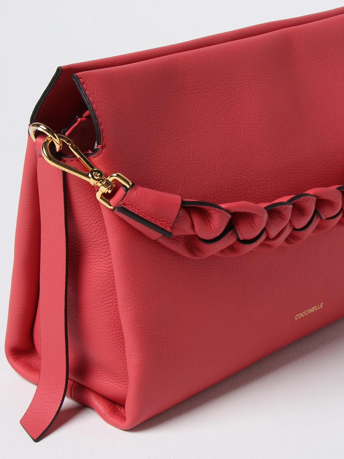 COCCINELLE BORSA A SPALLA: Borsa Bohème Coccinelle in pelle a grana, Rosso - Img 3