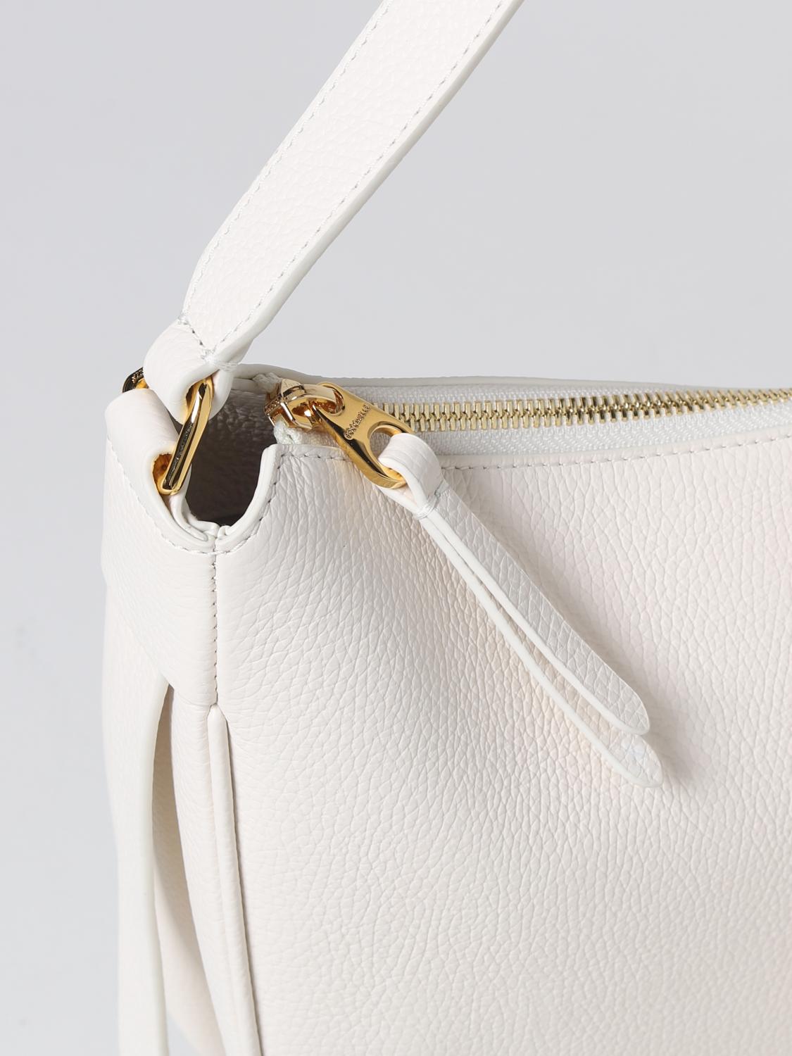 COCCINELLE BORSA A SPALLA: Borsa Priscilla Coccinelle in pelle a grana, Bianco - Img 3