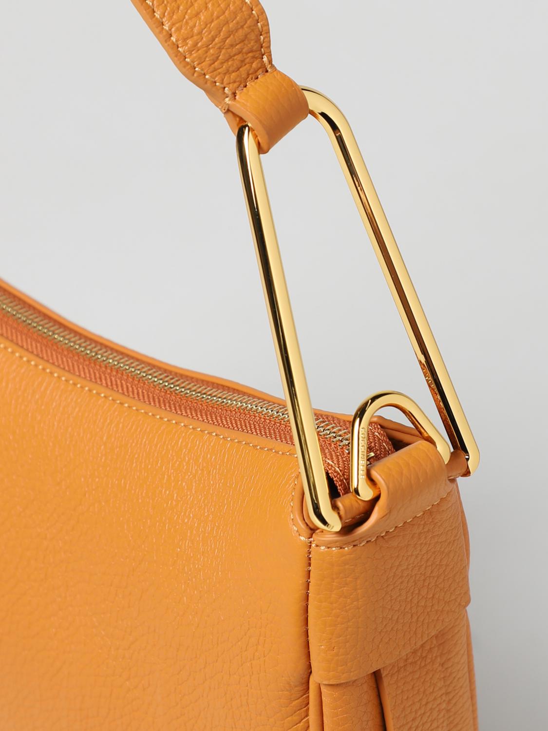COCCINELLE BORSA A SPALLA: Borsa Priscilla Coccinelle in pelle a grana, Arancione - Img 3