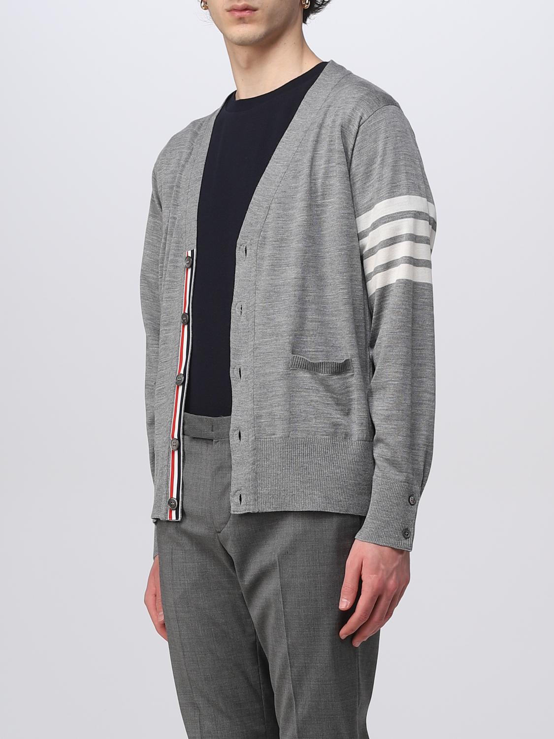 THOM BROWNE SWEATER: Thom Browne cardigan in wool, Grey - Img 4