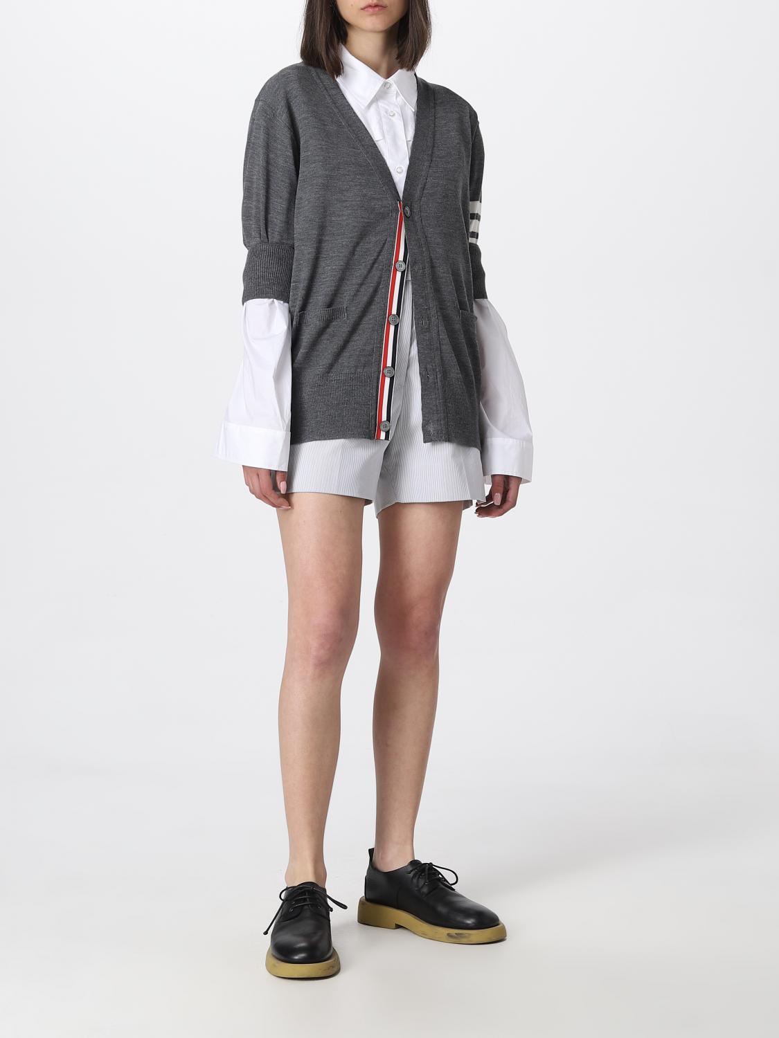 THOM BROWNE SWEATER: Thom Browne cardigan in wool, Charcoal - Img 2