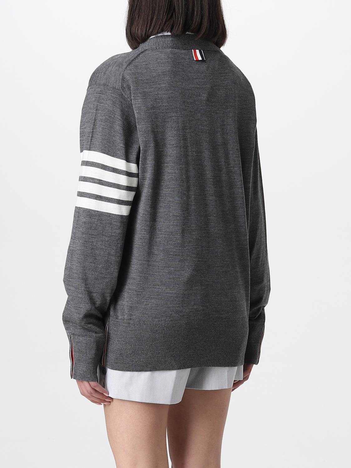THOM BROWNE SWEATER: Thom Browne cardigan in wool, Charcoal - Img 3