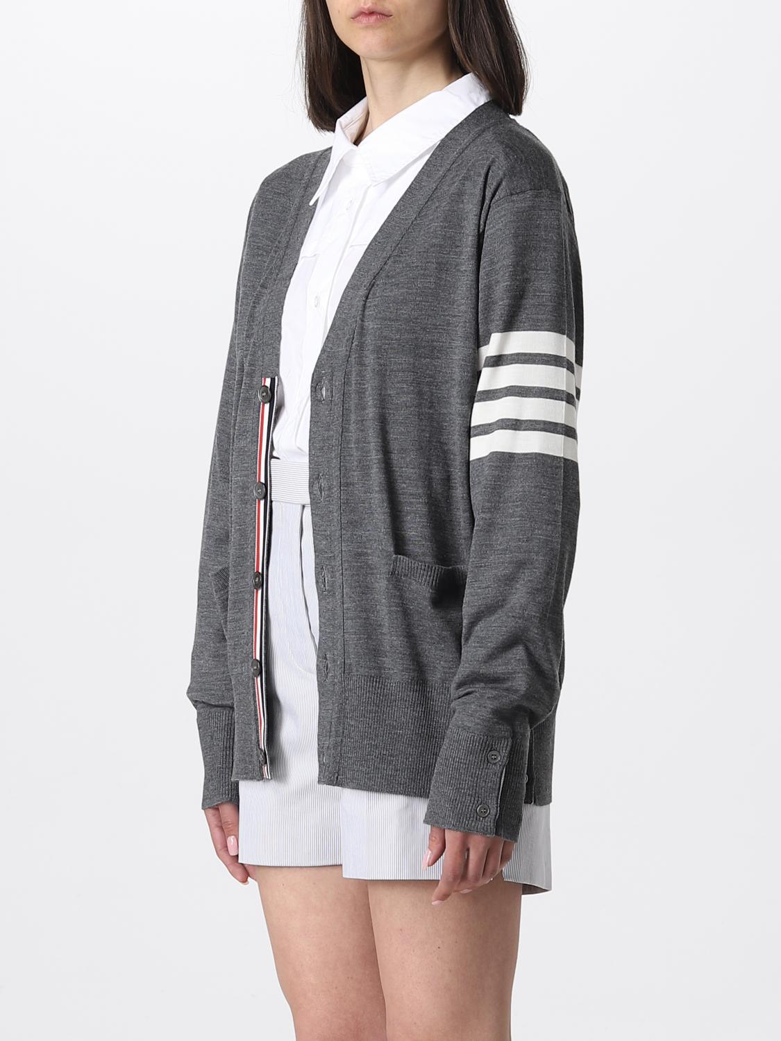 THOM BROWNE SWEATER: Thom Browne cardigan in wool, Charcoal - Img 4