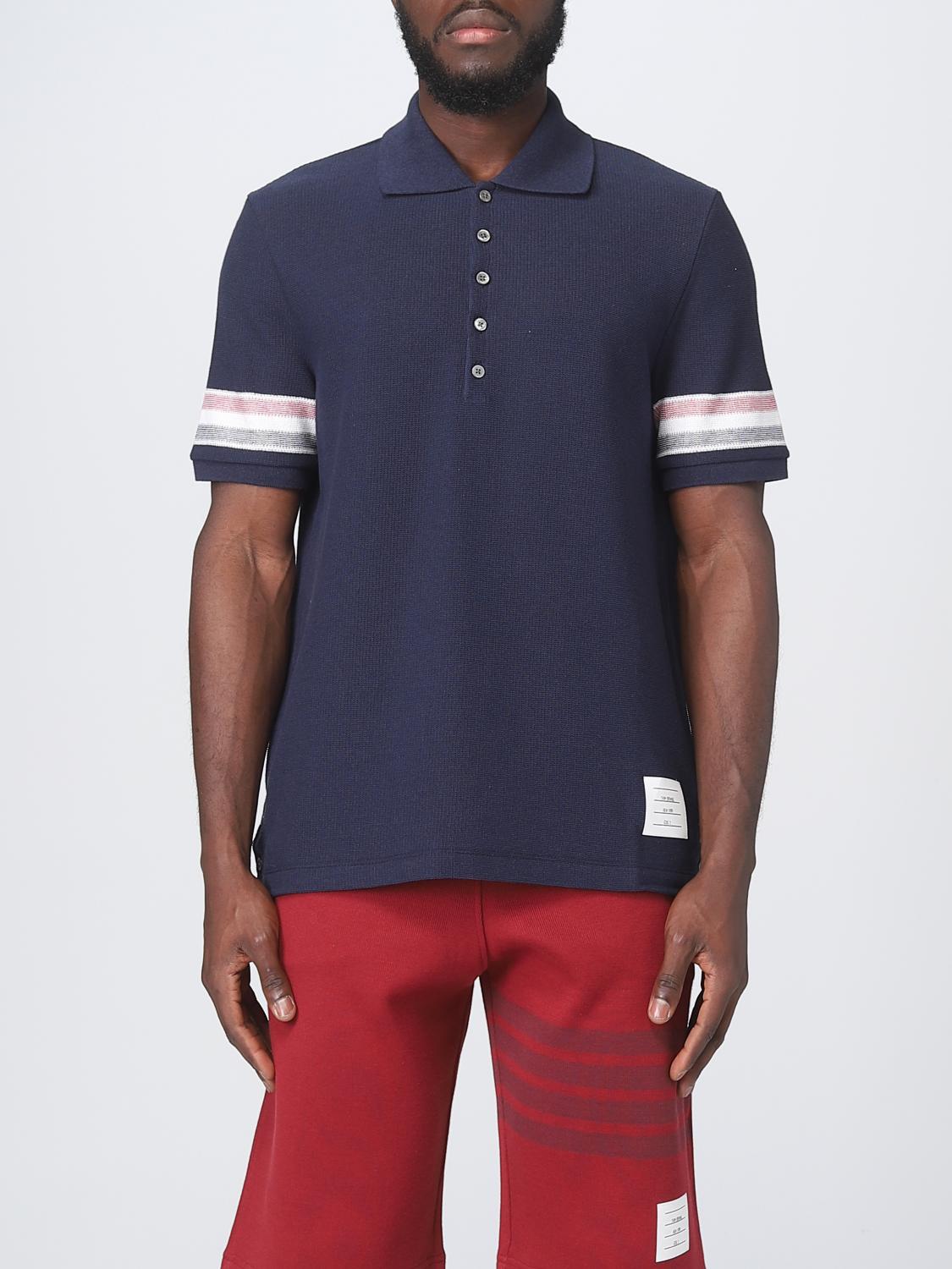 THOM BROWNE POLO SHIRT: Thom Browne polo shirt in cotton, Blue - Img 1