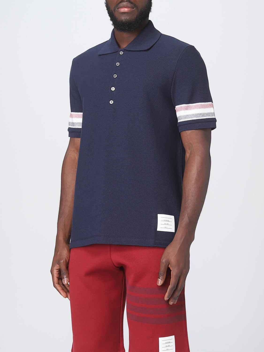 THOM BROWNE POLO SHIRT: Thom Browne polo shirt in cotton, Blue - Img 4