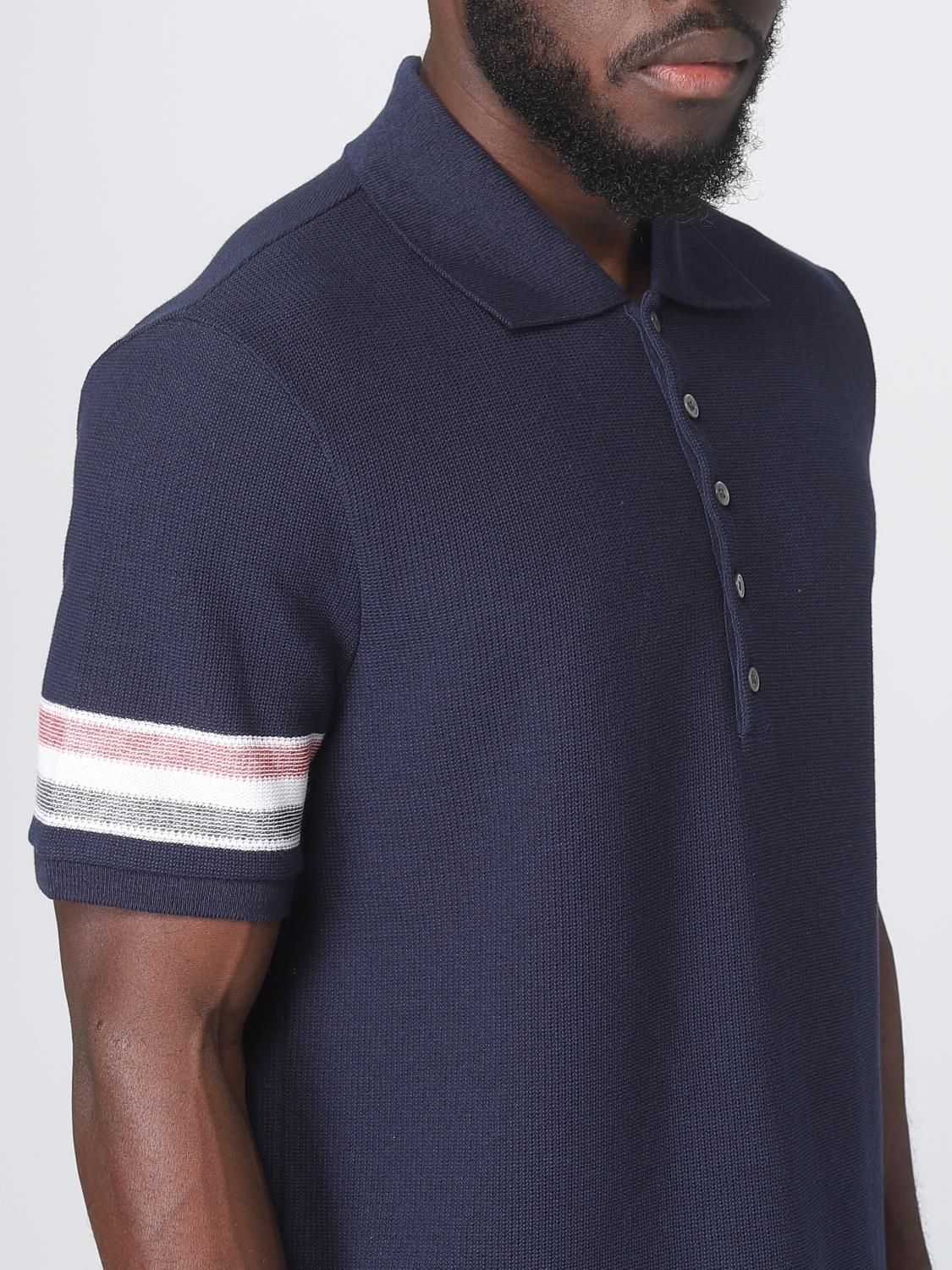 THOM BROWNE POLO SHIRT: Thom Browne polo shirt in cotton, Blue - Img 5