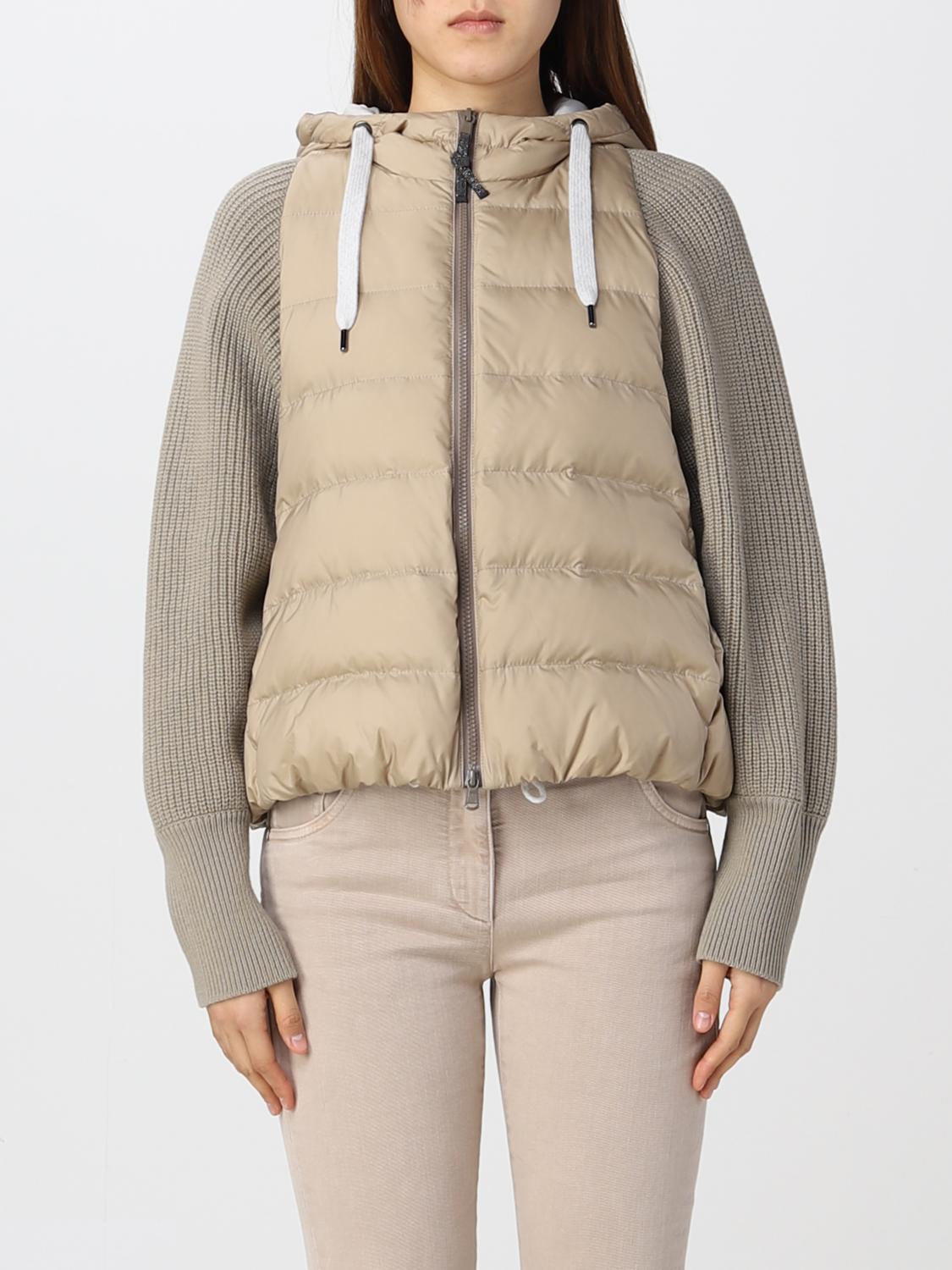 BRUNELLO CUCINELLI JACKET: Burnello Cucinelli waistcoat in nylon and wool, Sand - Img 1