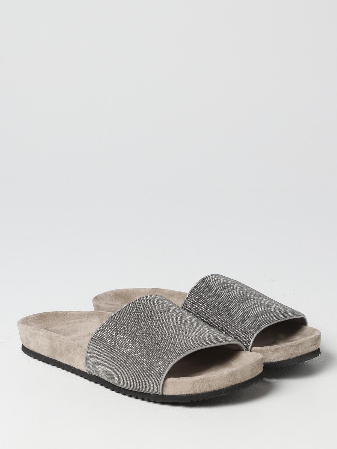 BRUNELLO CUCINELLI FLACHE SANDALEN: Schuhe damen Brunello Cucinelli, Grau 1 - Img 2