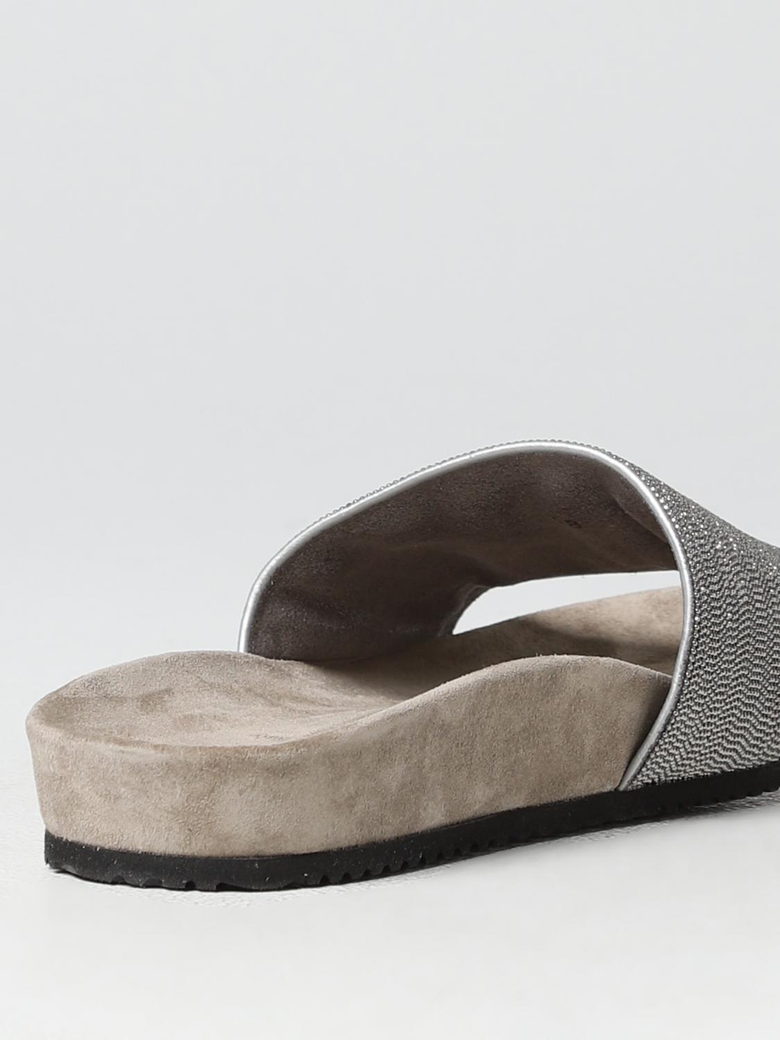 BRUNELLO CUCINELLI FLACHE SANDALEN: Schuhe damen Brunello Cucinelli, Grau 1 - Img 3