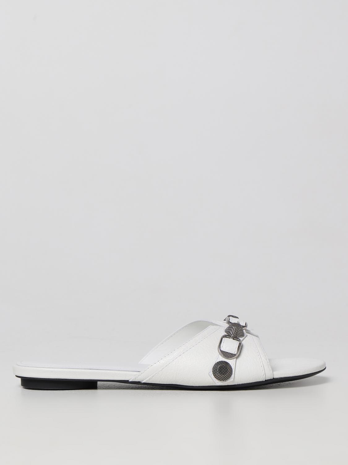 Balenciaga Cagole leather sliders - White | 694342WAD4E | GIGLIO.COM