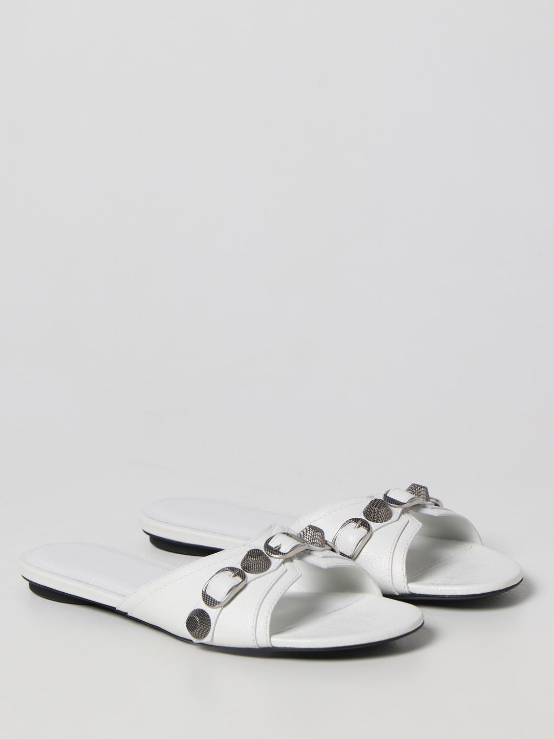 Balenciaga Cagole leather sliders - White | 694342WAD4E | GIGLIO.COM