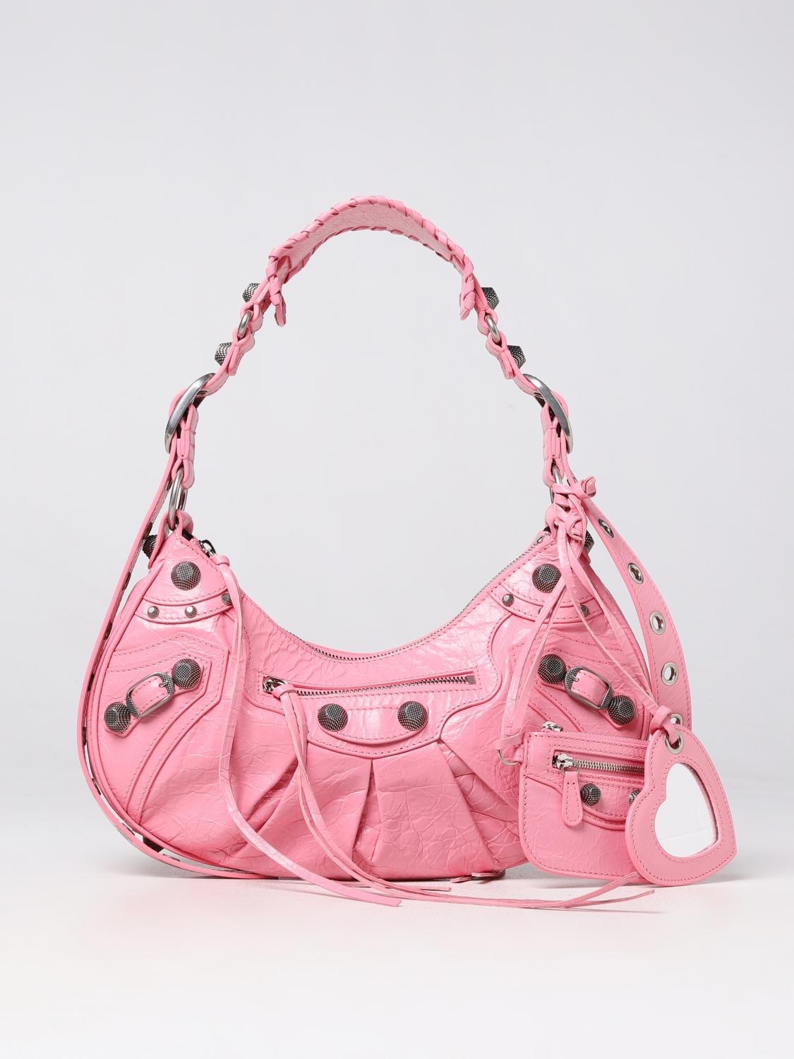 BALENCIAGA SHOULDER BAG: Balenciaga Le Cagole bag in tumbled leather, Pink - Img 1