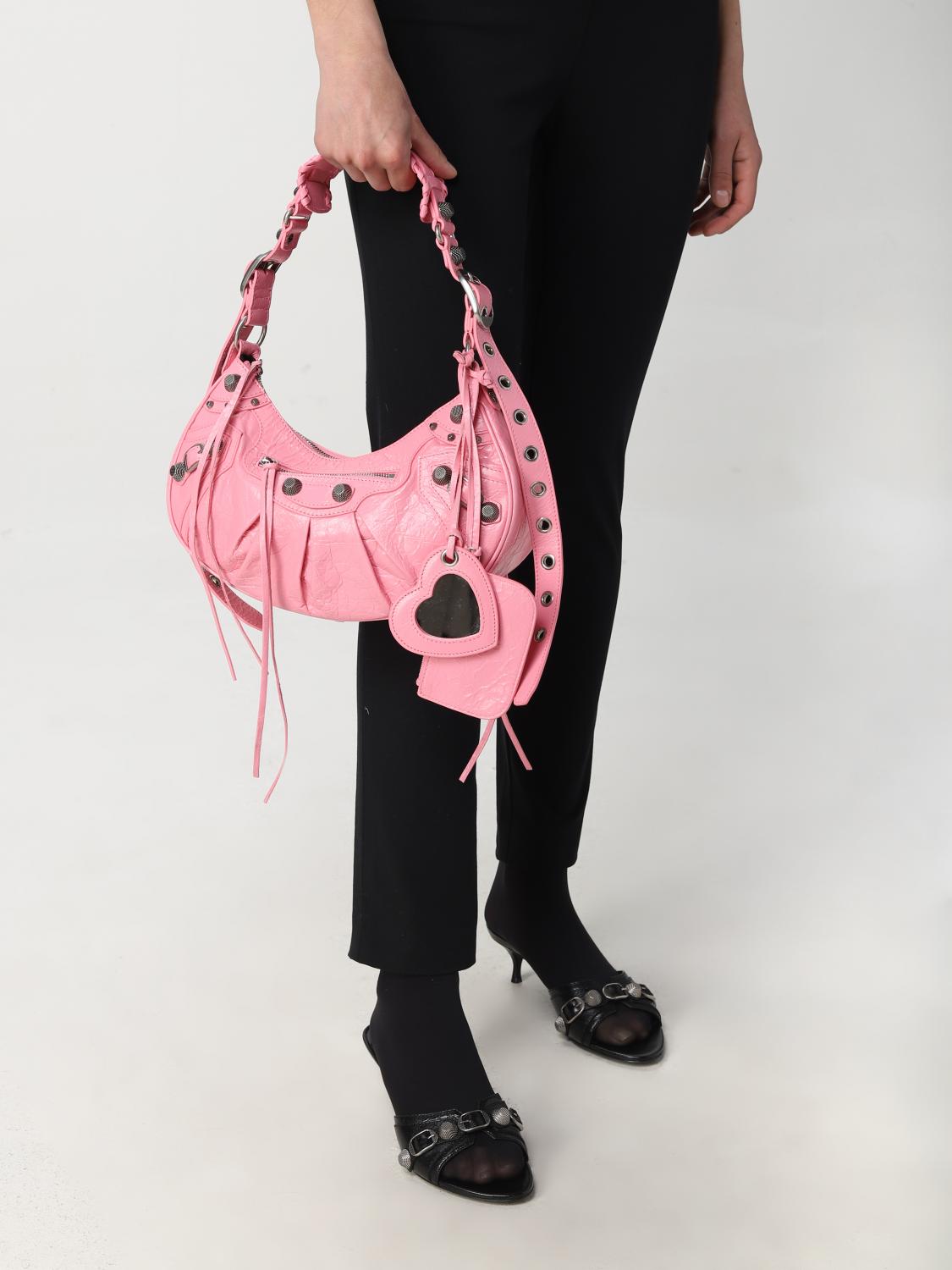 BALENCIAGA SHOULDER BAG: Balenciaga Le Cagole bag in tumbled leather, Pink - Img 2
