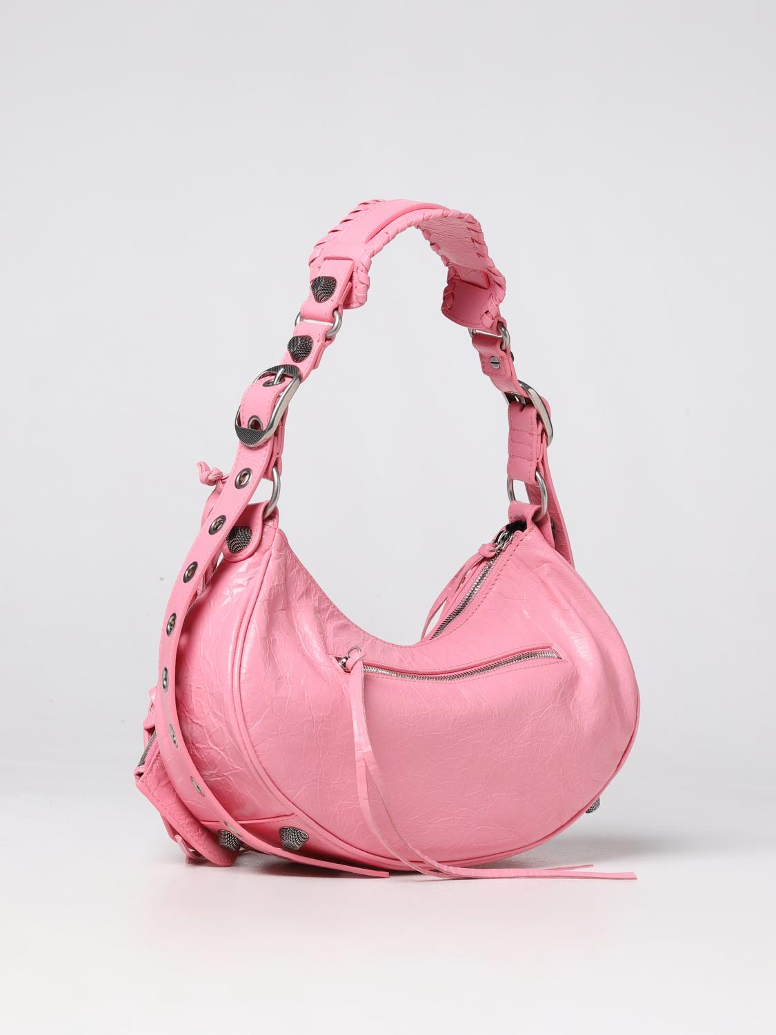 BALENCIAGA SHOULDER BAG: Balenciaga Le Cagole bag in tumbled leather, Pink - Img 3