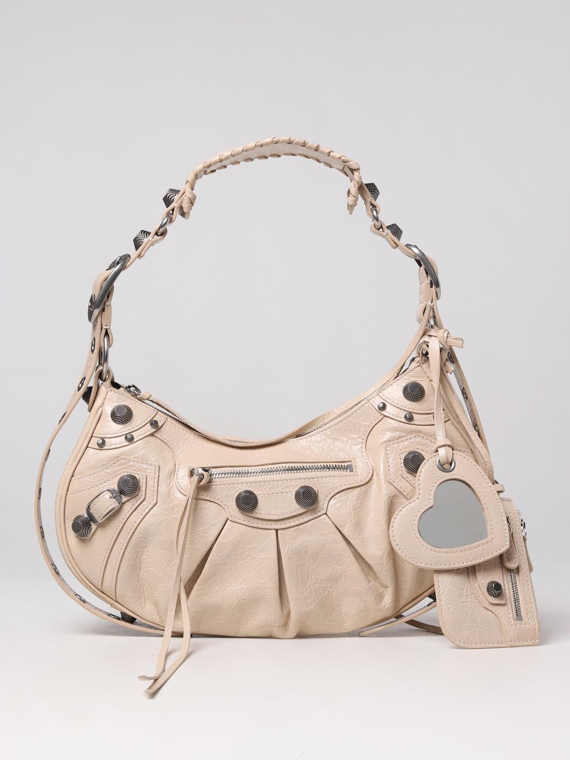 BALENCIAGA SHOULDER BAG: Balenciaga Le Cagole bag in tumbled leather, Beige - Img 1