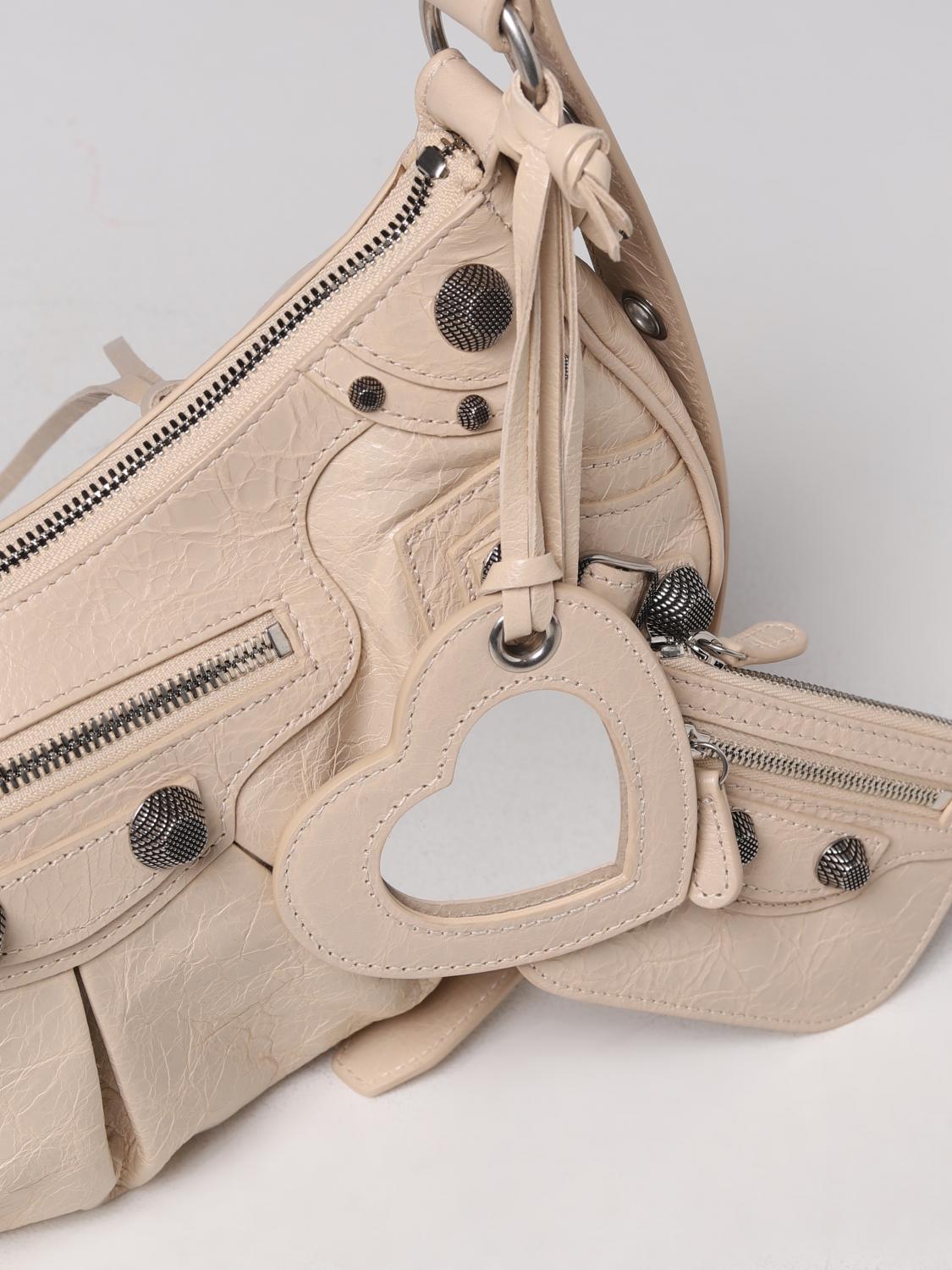 BALENCIAGA SHOULDER BAG: Balenciaga Le Cagole bag in tumbled leather, Beige - Img 3