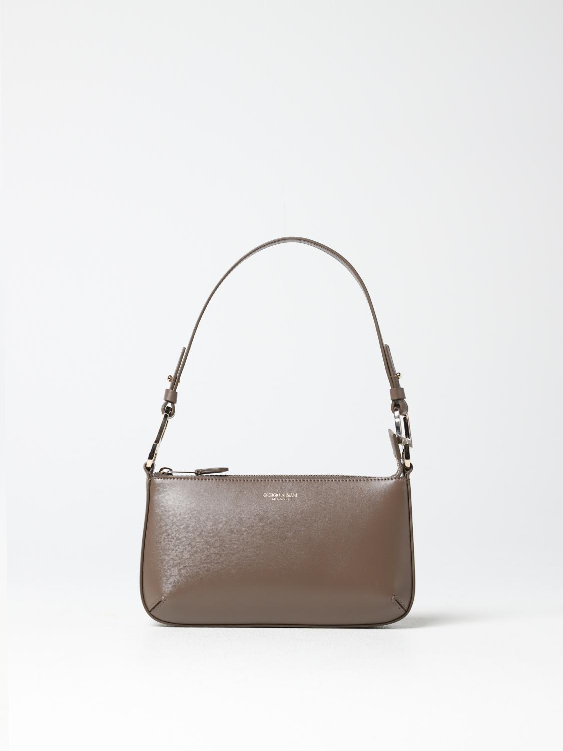 GIORGIO ARMANI BORSA A SPALLA: Borsa Giorgio Armani in pelle, Tortora - Img 1