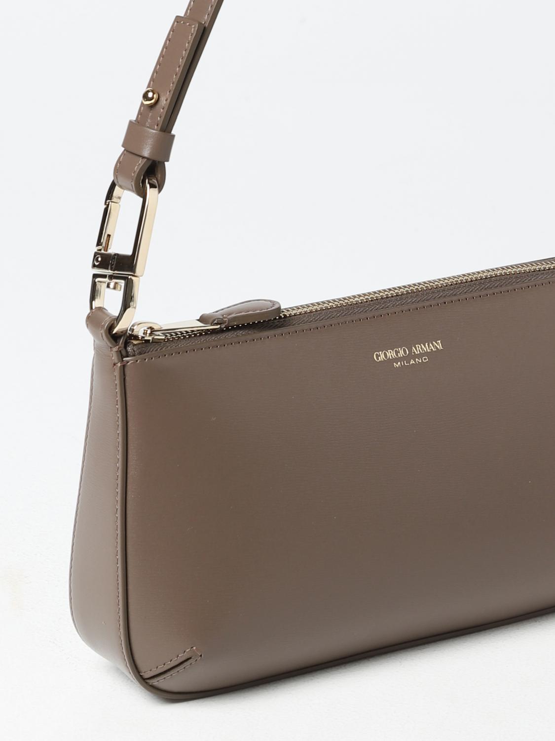 GIORGIO ARMANI BORSA A SPALLA: Borsa Giorgio Armani in pelle, Tortora - Img 4