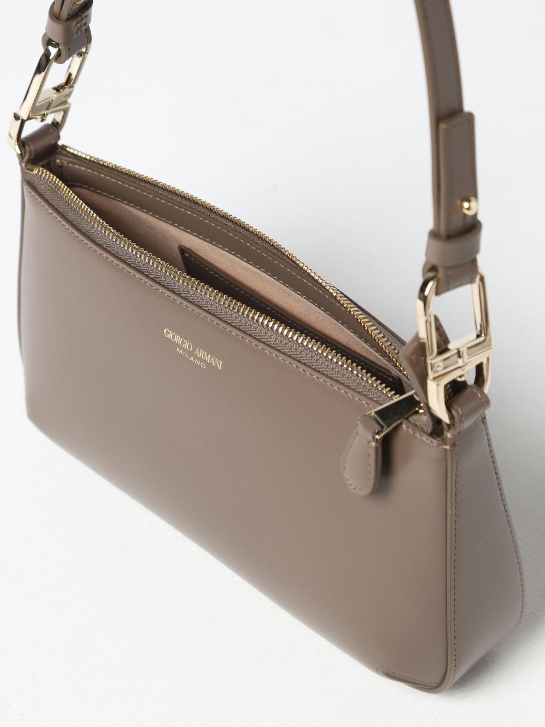 GIORGIO ARMANI BORSA A SPALLA: Borsa Giorgio Armani in pelle, Tortora - Img 5